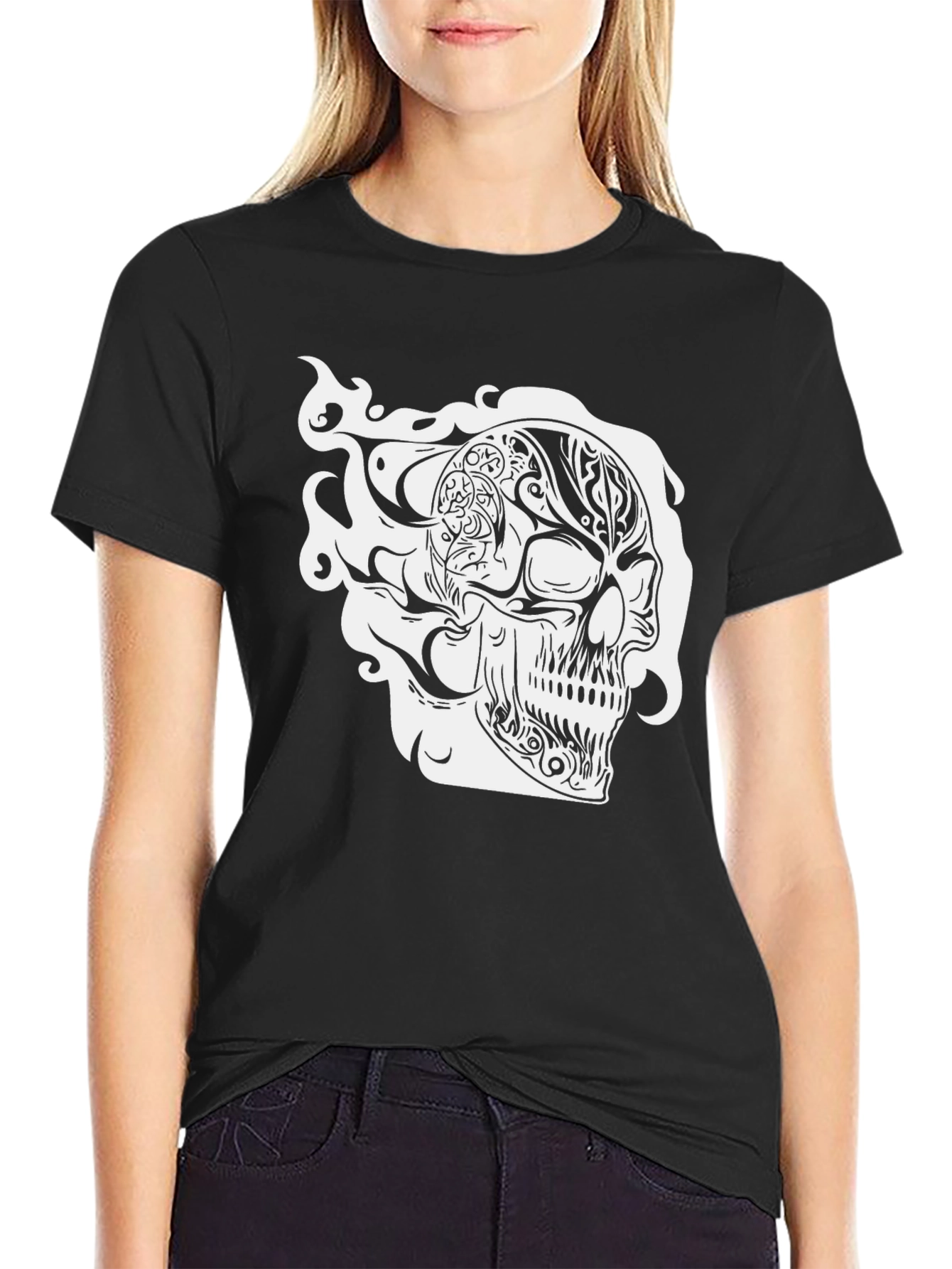 Black Skull Graphic Black T-Shirt view 2