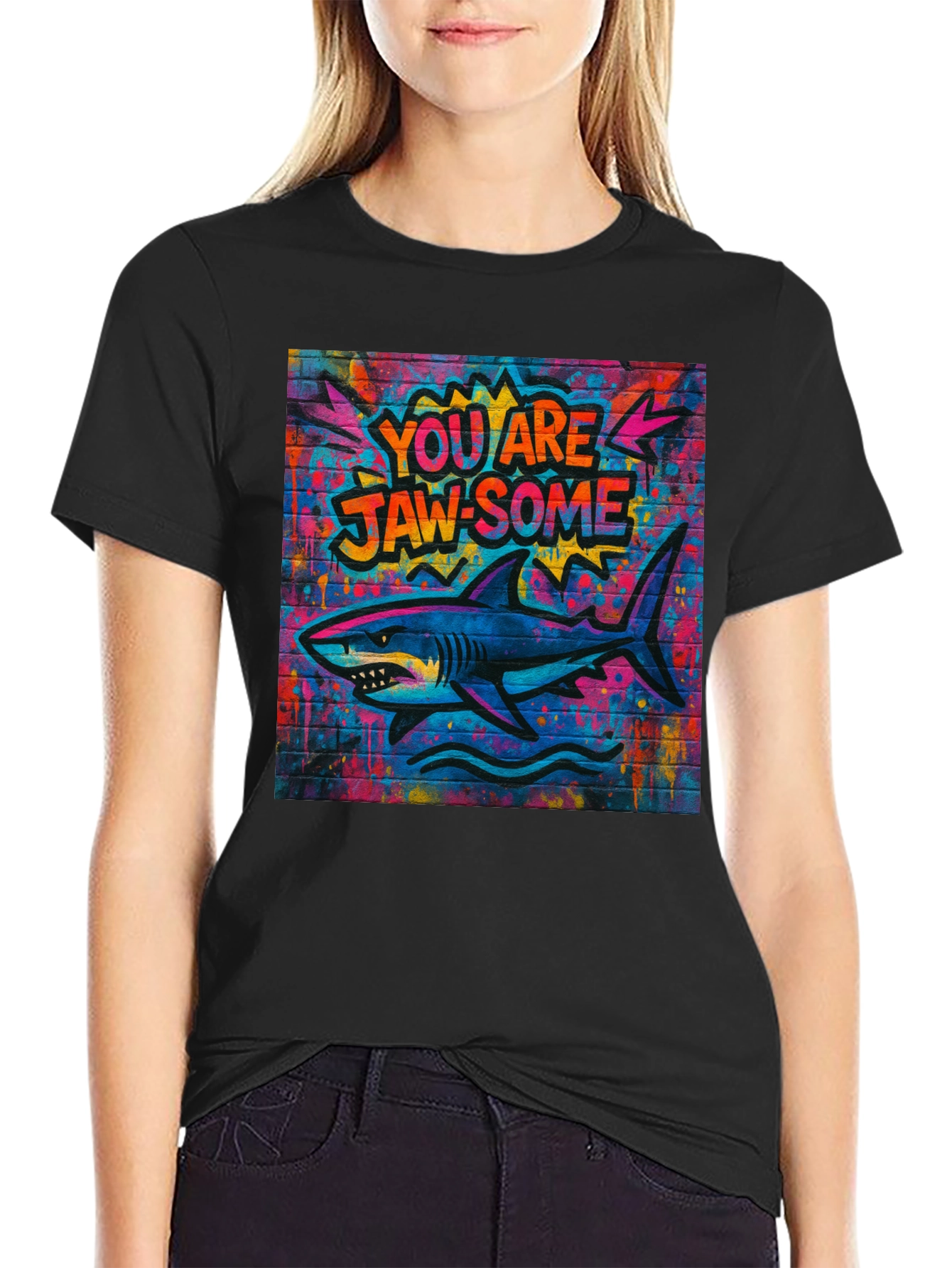Black Jaw-some Shark Graphic Tee - Urban Streetwear view 2