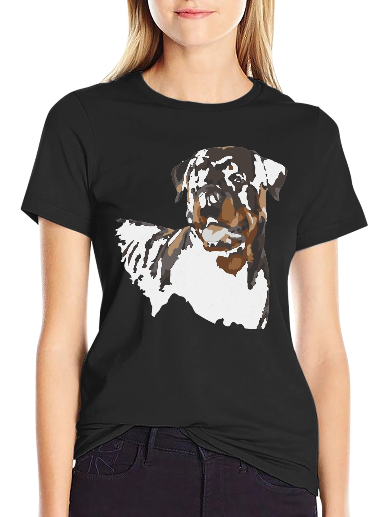 Black Rottweiler Dog Graphic Black T-Shirt view 2