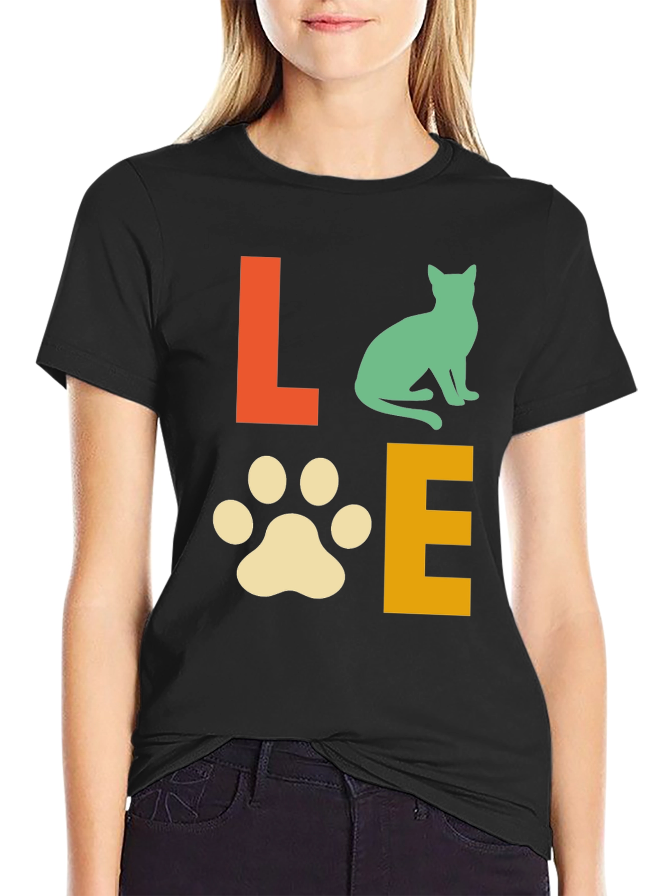 Black Love Cat T-Shirt view 2