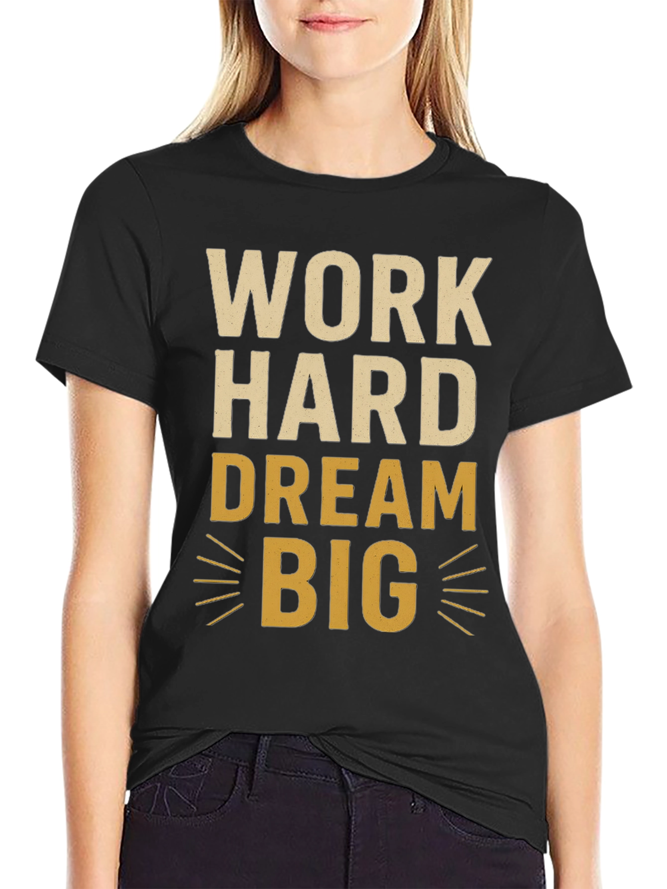 Black Work Hard Dream Big Graphic Tee view 2