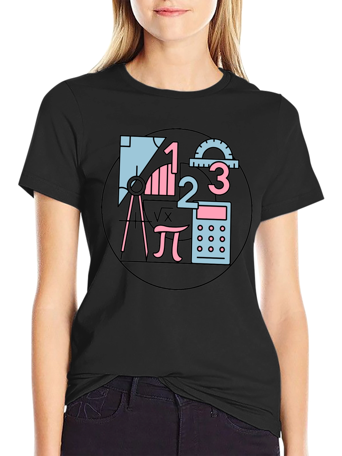 Black Math Equations Graphic Tee view 2