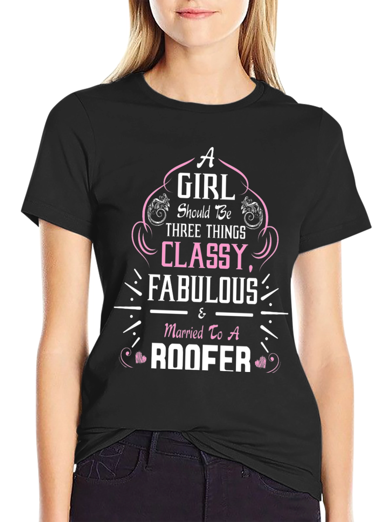 Black Classy Fabulous Roofer Wife T-Shirt view 2