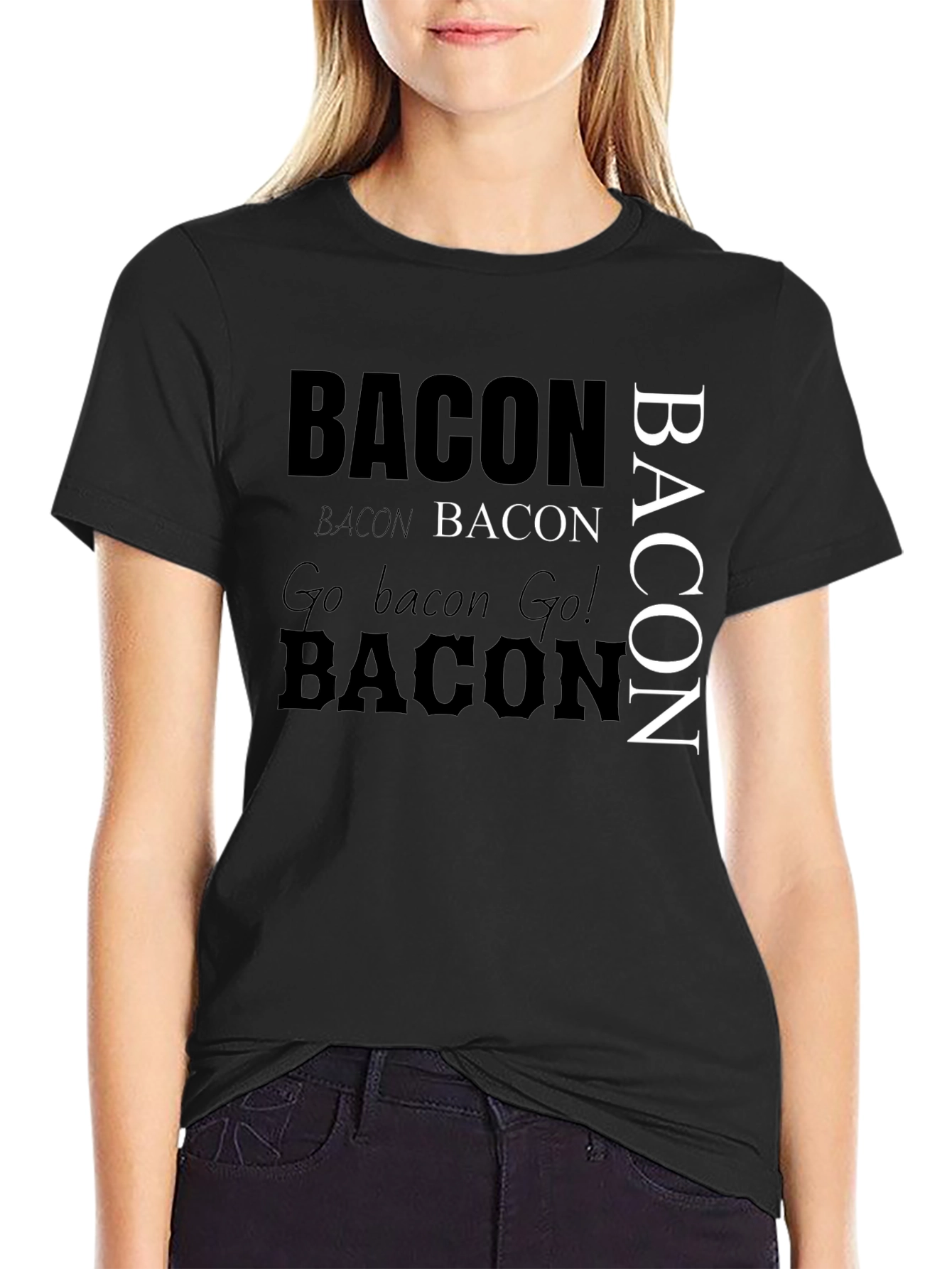 Black Bacon Lover T-Shirt - Novelty Graphic Tee view 2