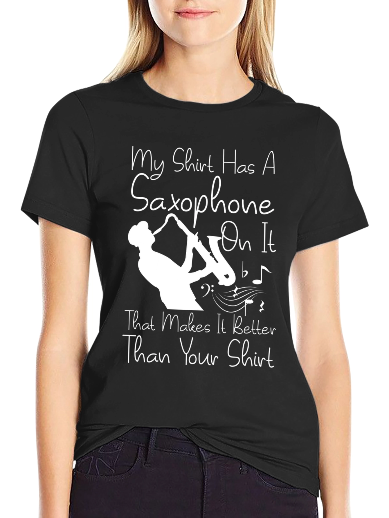 Black Saxophone T-Shirt - Makes It Better Than Your Shirt! view 2