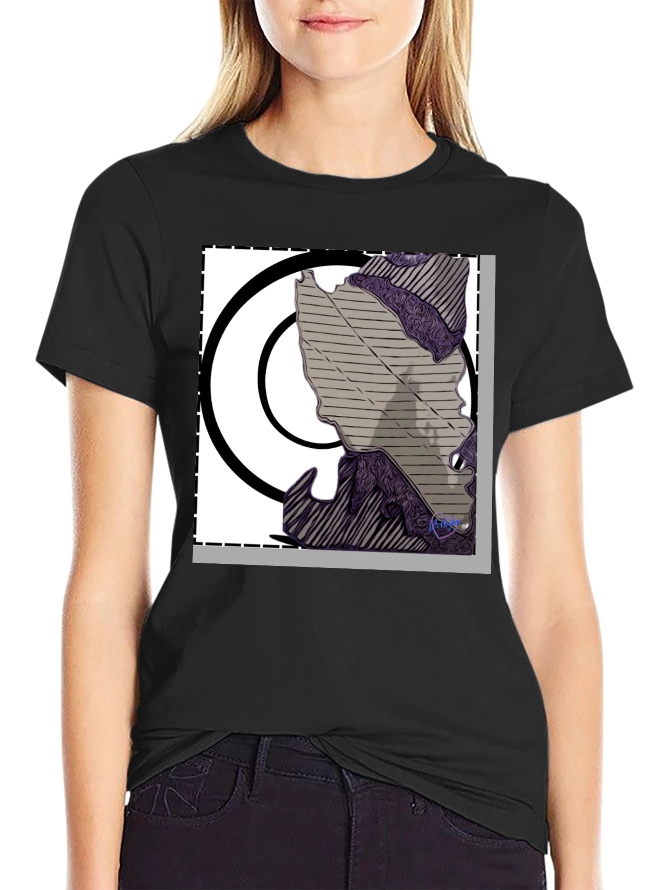 Black Abstract Graphic Print Black T-Shirt view 2