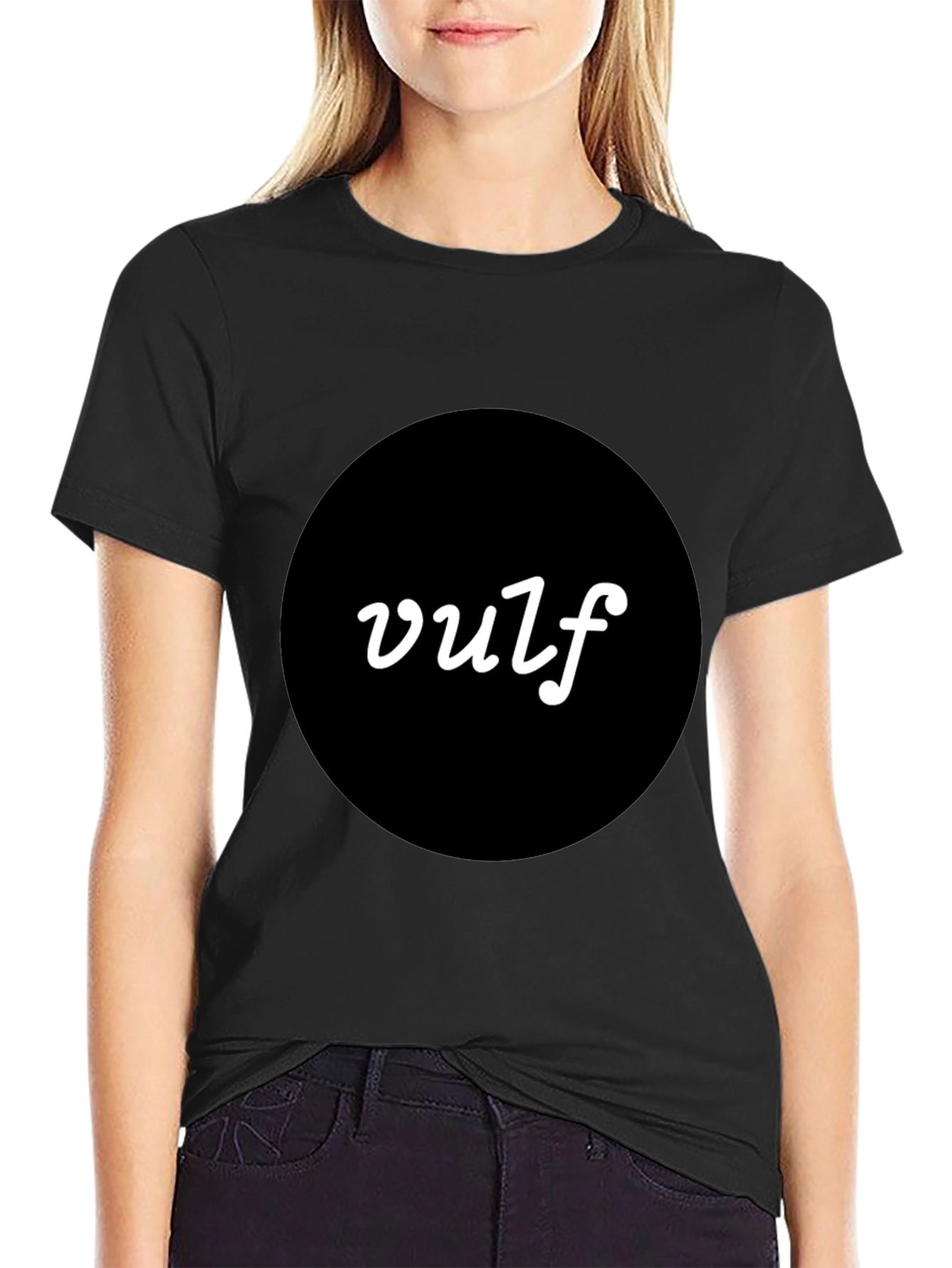 Black Vulf T-Shirt - Modern Black Tee with Bold Logo view 2