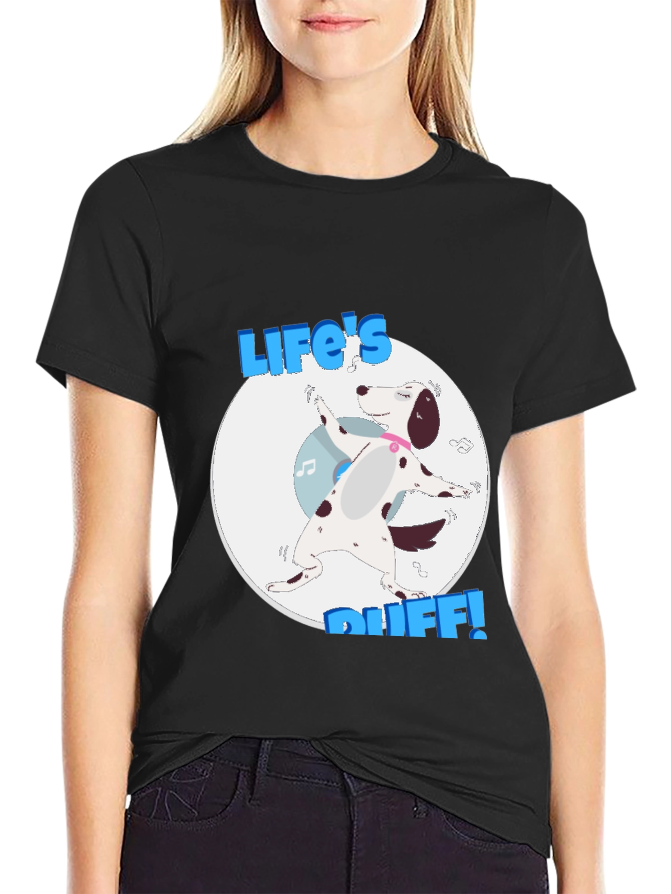 Black Life's Ruff T-Shirt - Dalmatian Dog Graphic Tee view 2