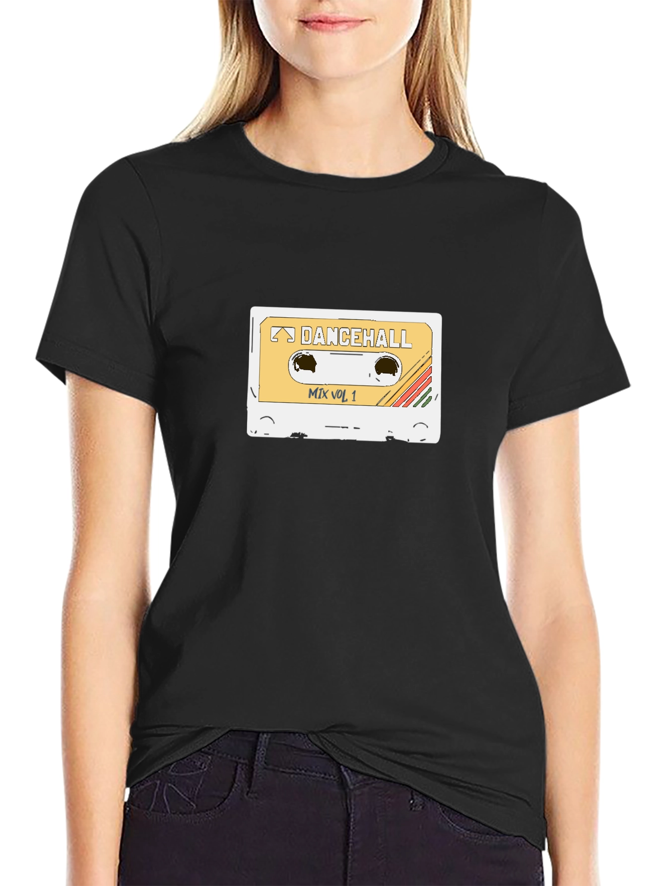 Black Dancehall Mix Vol. 1 Cassette Tape T-Shirt view 2