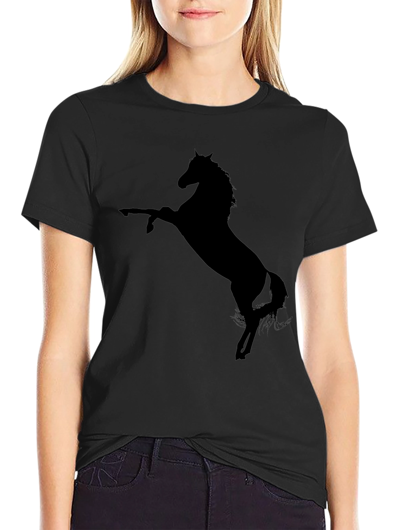 Black Men's Black Horse Graphic Tee - Stylish Casual Wear view 2