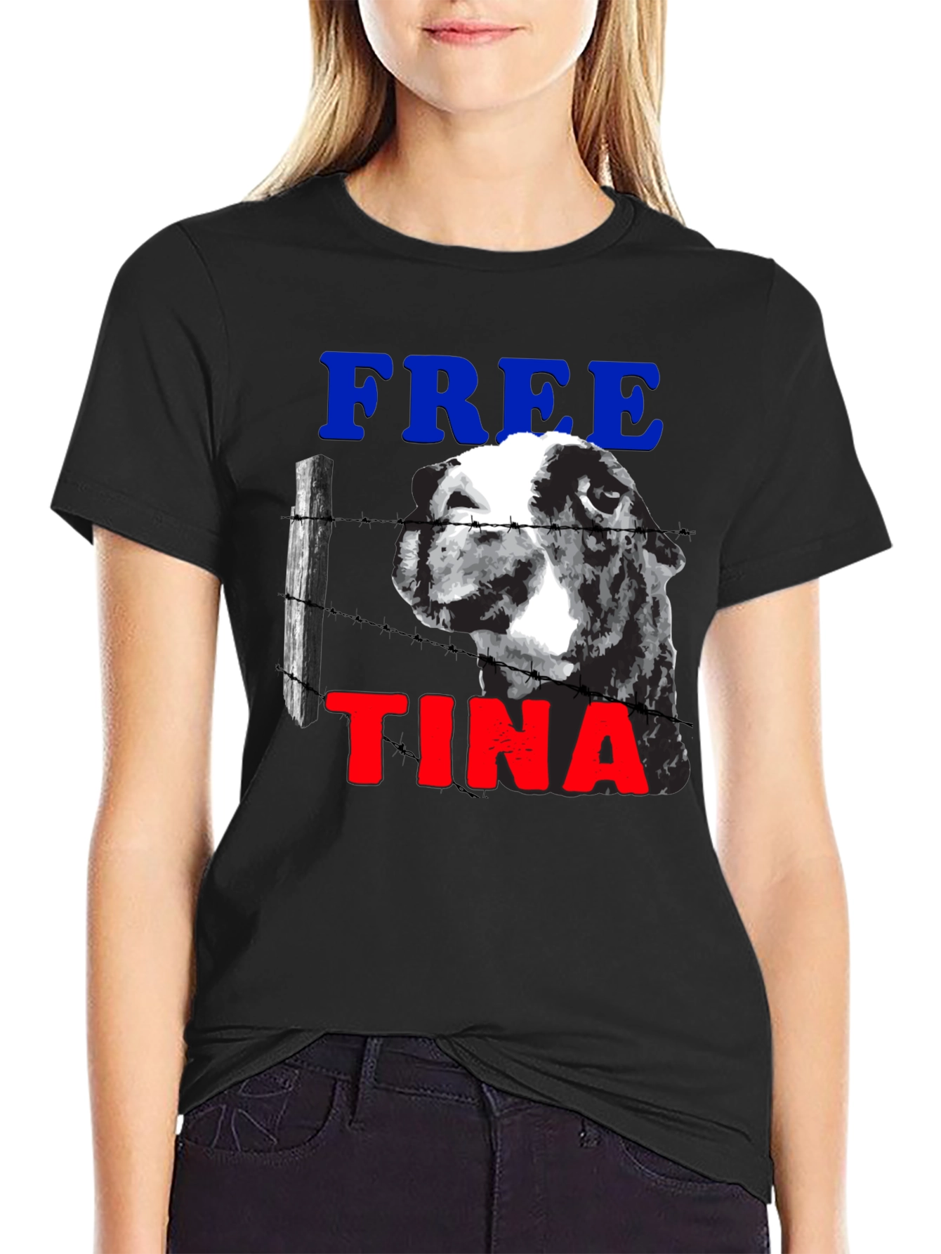 Black Free Tina Novelty Graphic T-Shirt view 2