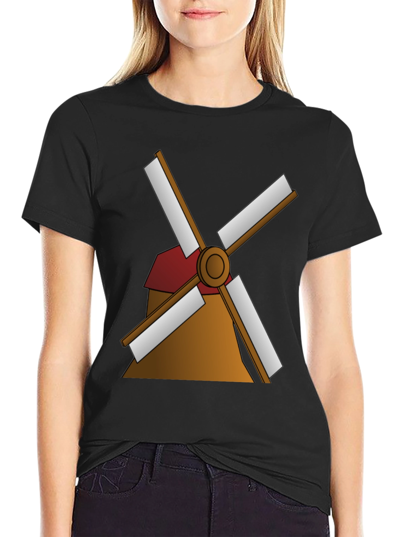 Black Windmill Graphic Tee - Classic Style view 2