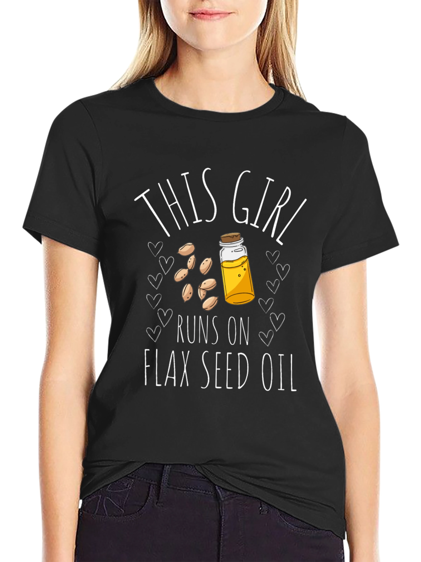Black Flax Seed Oil T-Shirt - Runs On This Girl Tee view 2