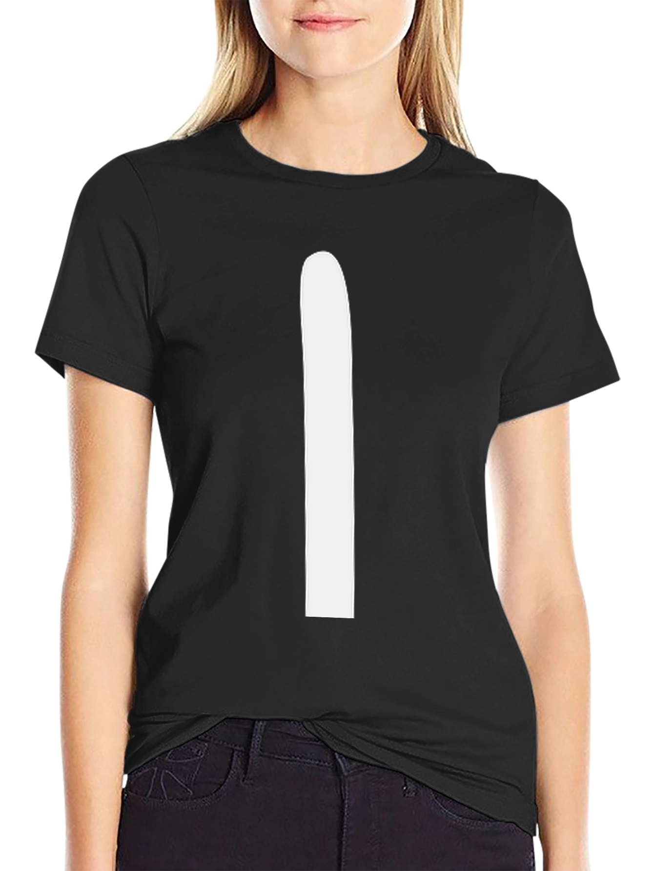 Black T-Shirt with White Stripe - 2