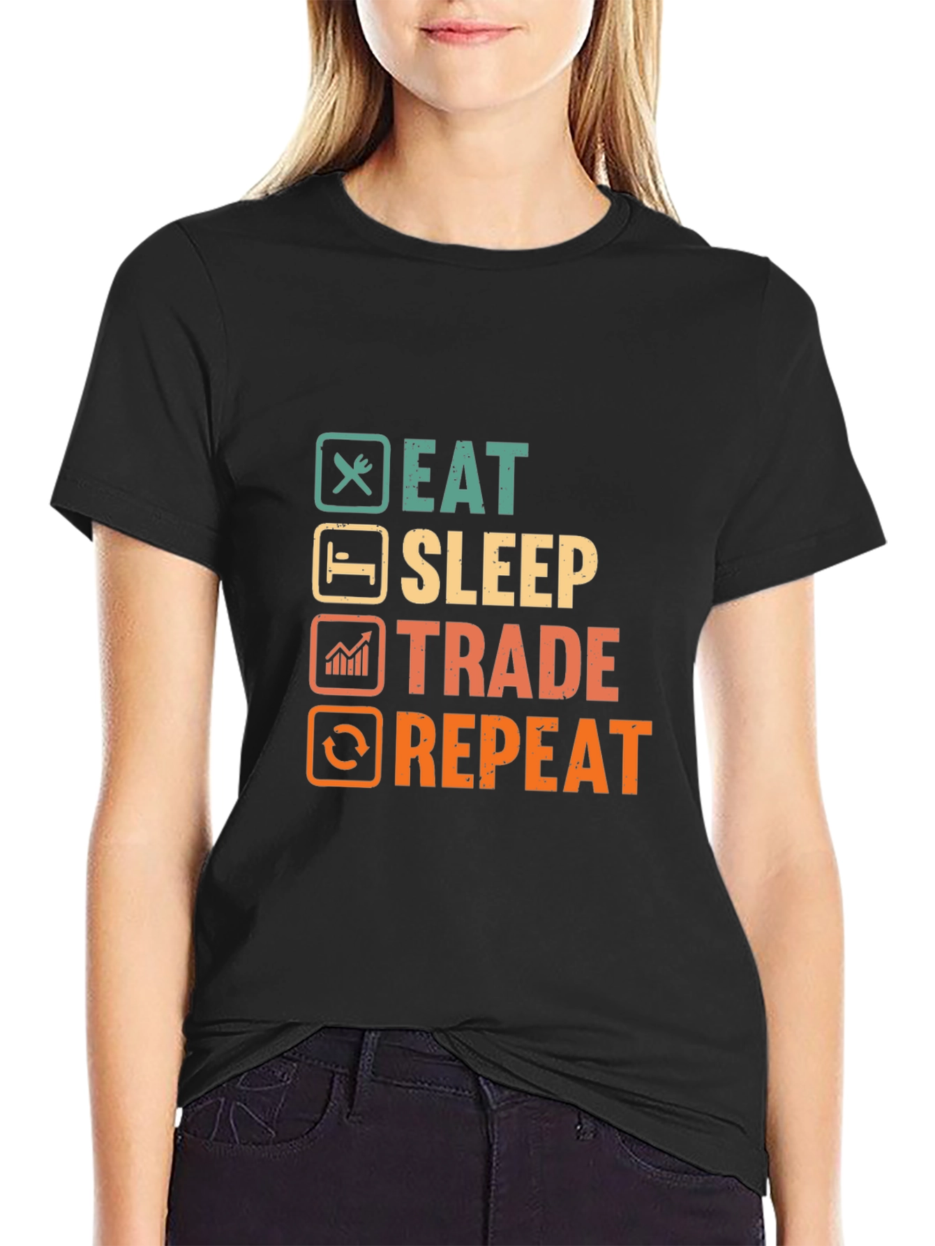 Black Eat Sleep Trade Repeat T-Shirt view 2