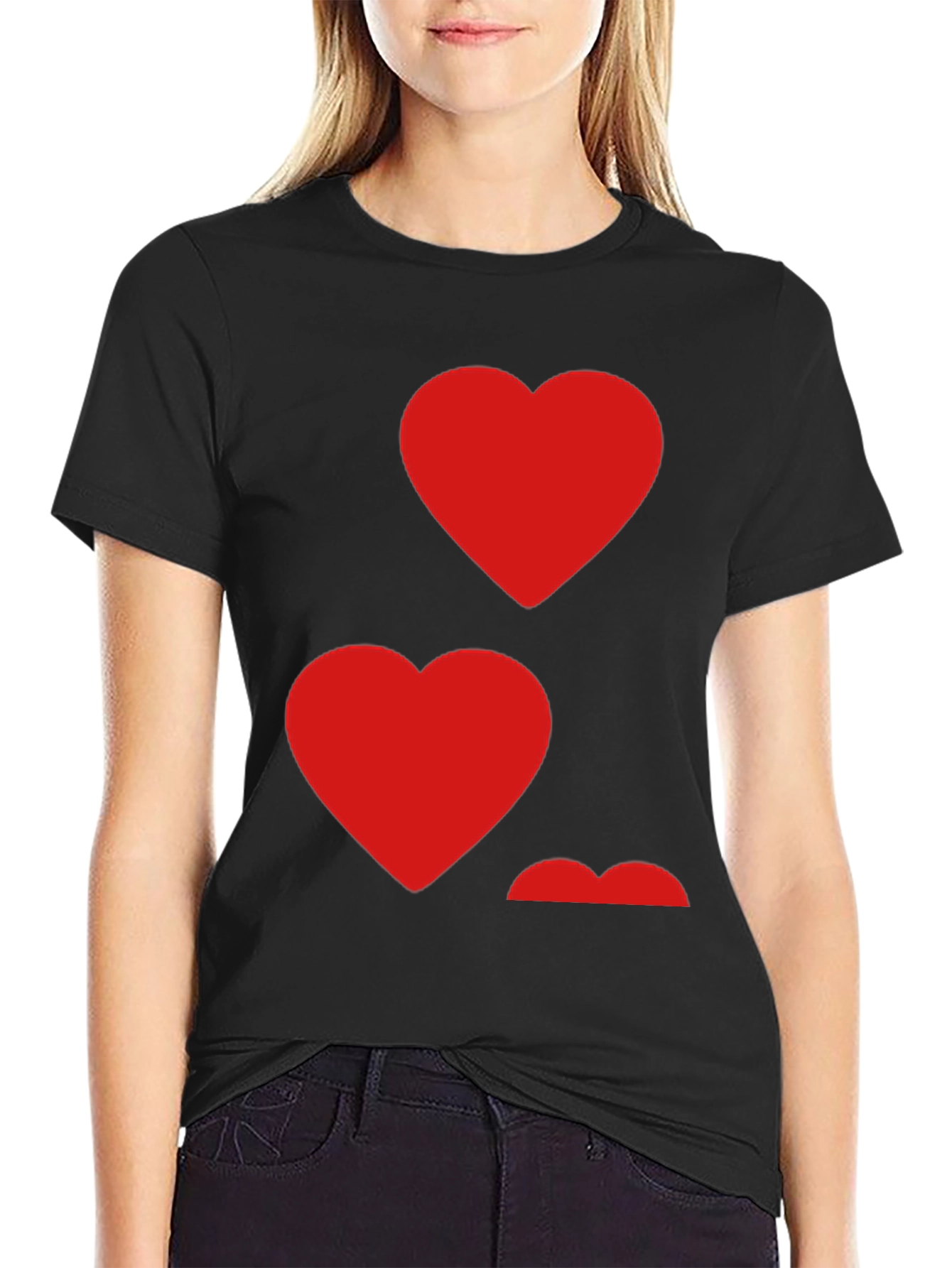 Black Heart Pattern Crew Neck Men's T-Shirt view 2