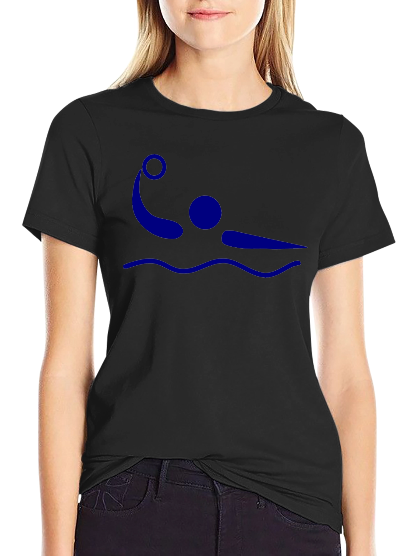Black Water Polo Player Graphic T-Shirt view 2