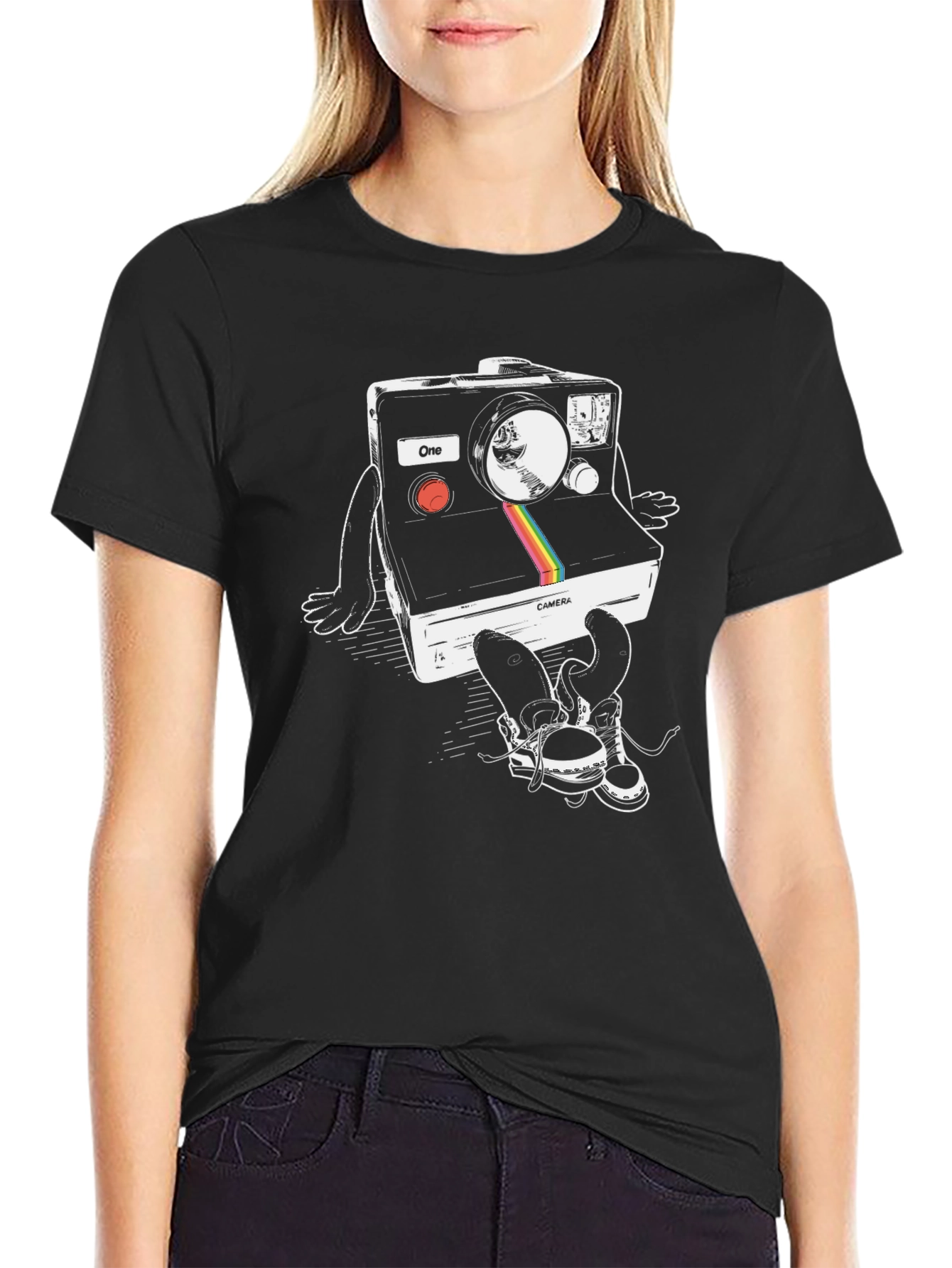 Black Retro Camera Graphic T-Shirt view 2