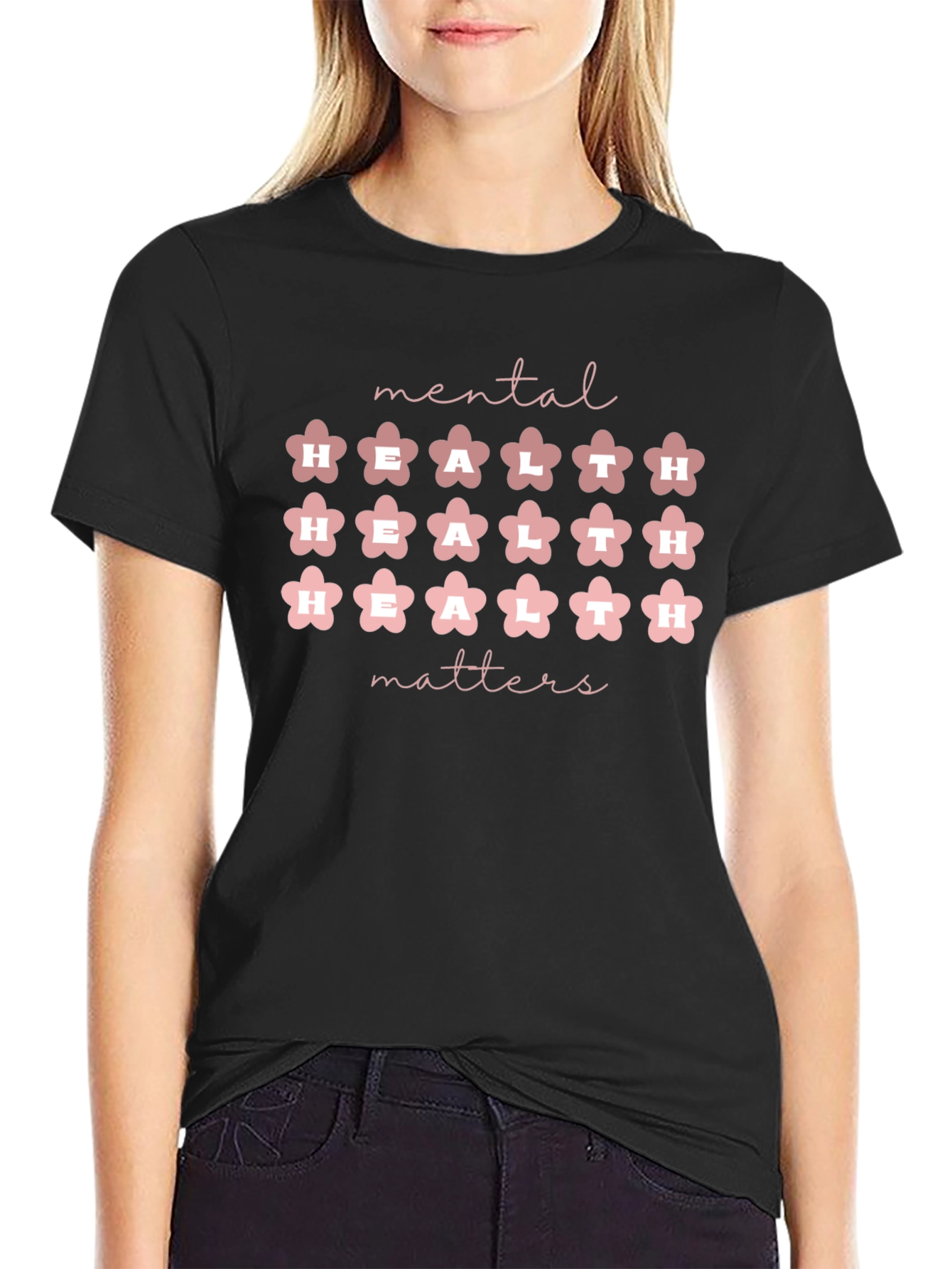 Black Mental Health Matters Floral T-Shirt view 2