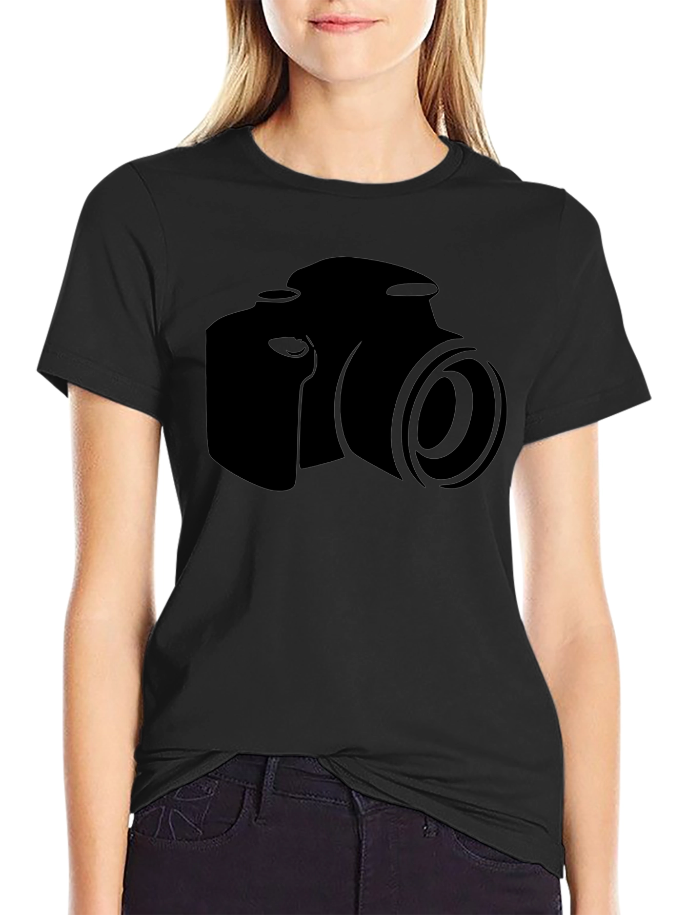 Black Camera Graphic T-Shirt - Black Cotton Tee for Photo Lovers view 2