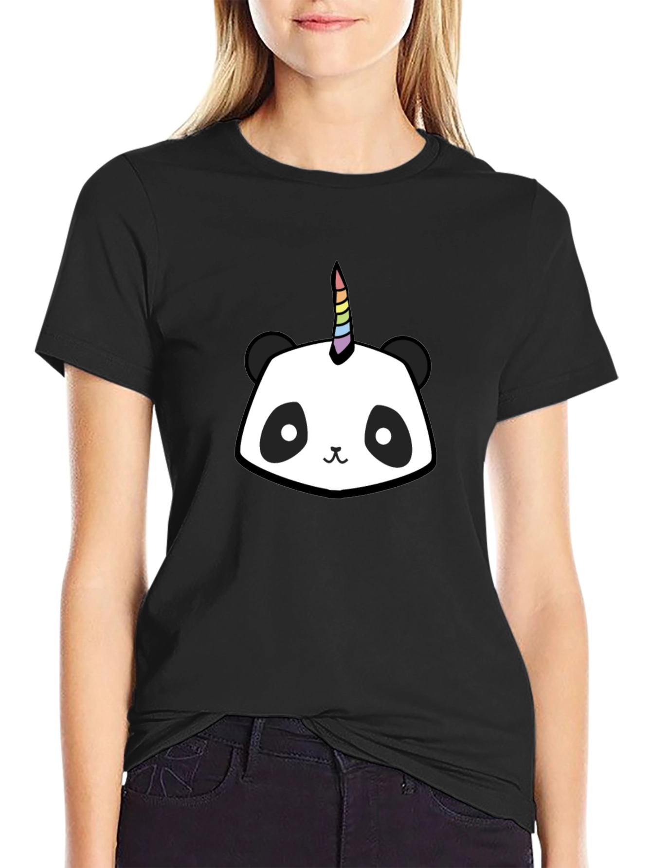 Black Unicorn Panda Graphic Tee - Men's Black T-Shirt view 2