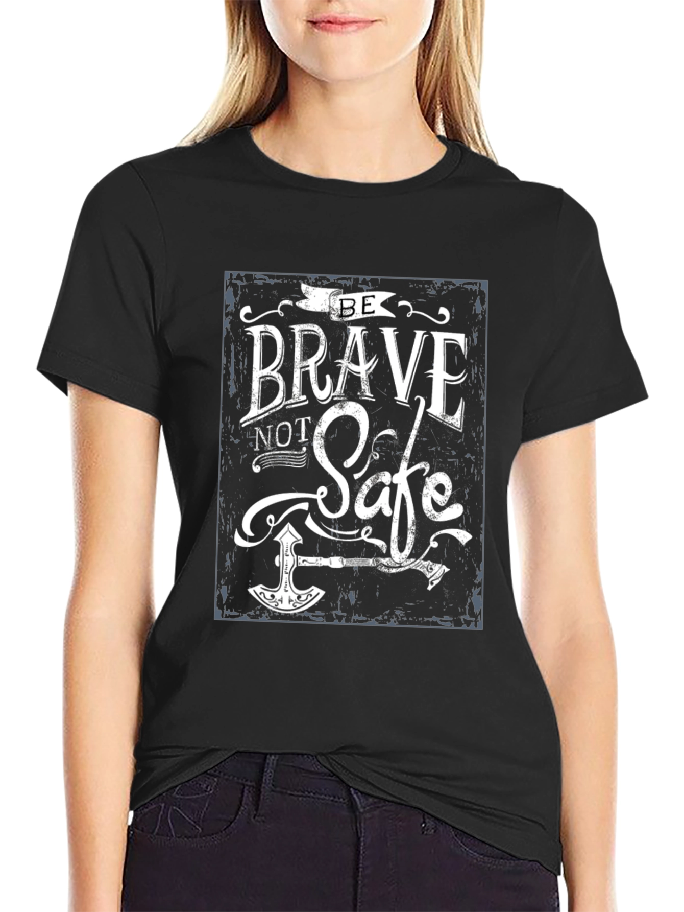 Black Be Brave Not Safe T-Shirt view 2