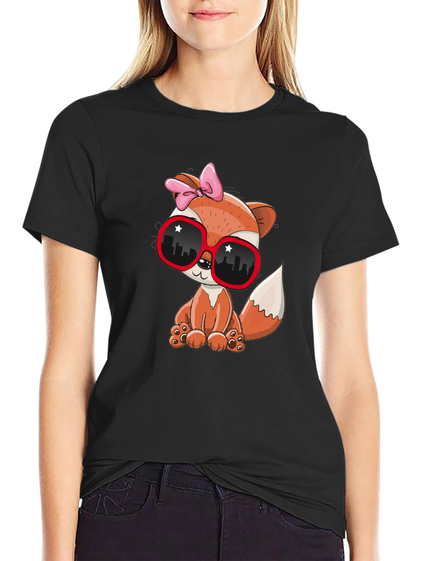 Black Cool Fox Graphic Tee - Unisex Fashion Shirt view 2