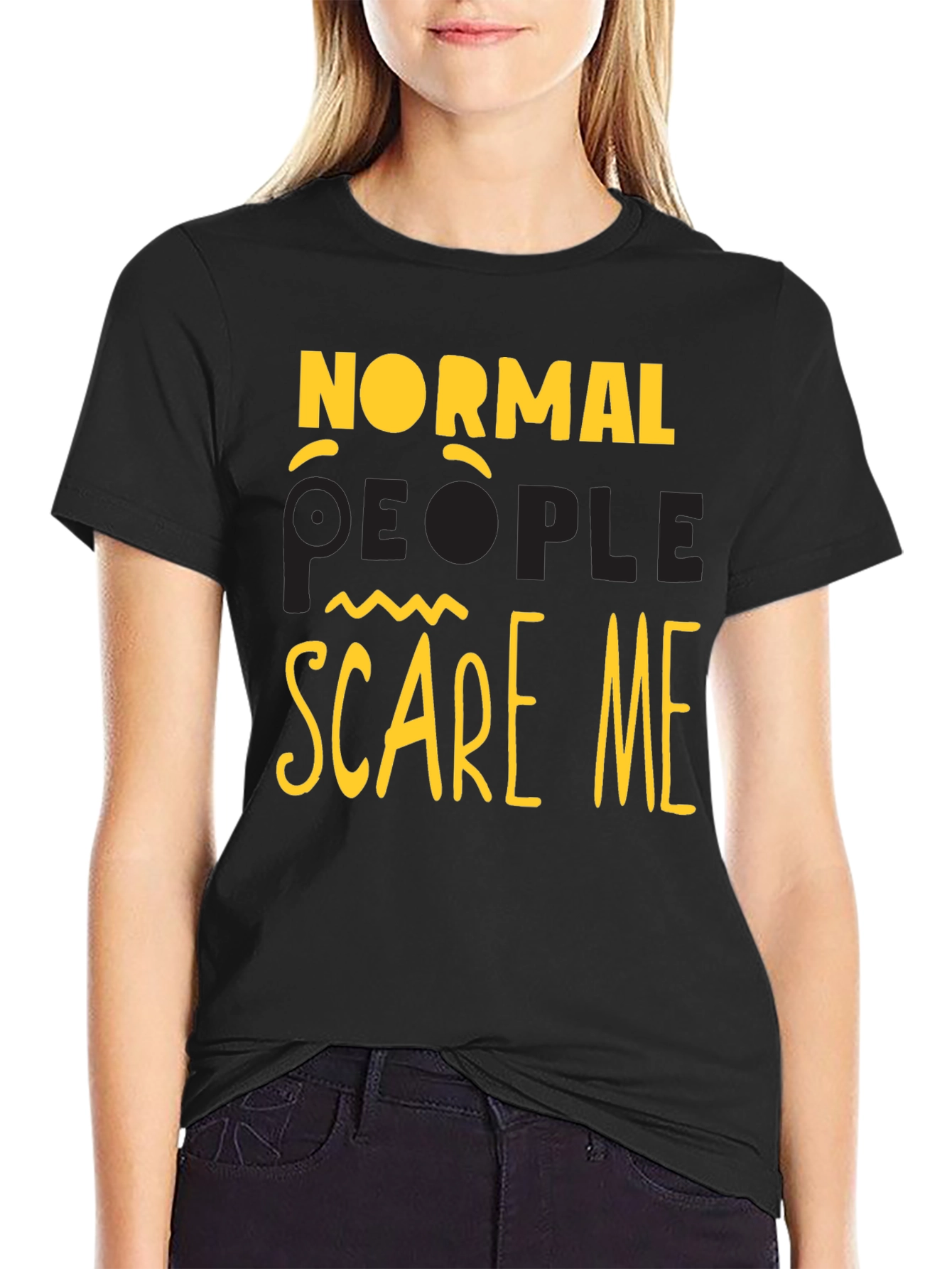 Black Normal People Scare Me Graphic T-Shirt view 2
