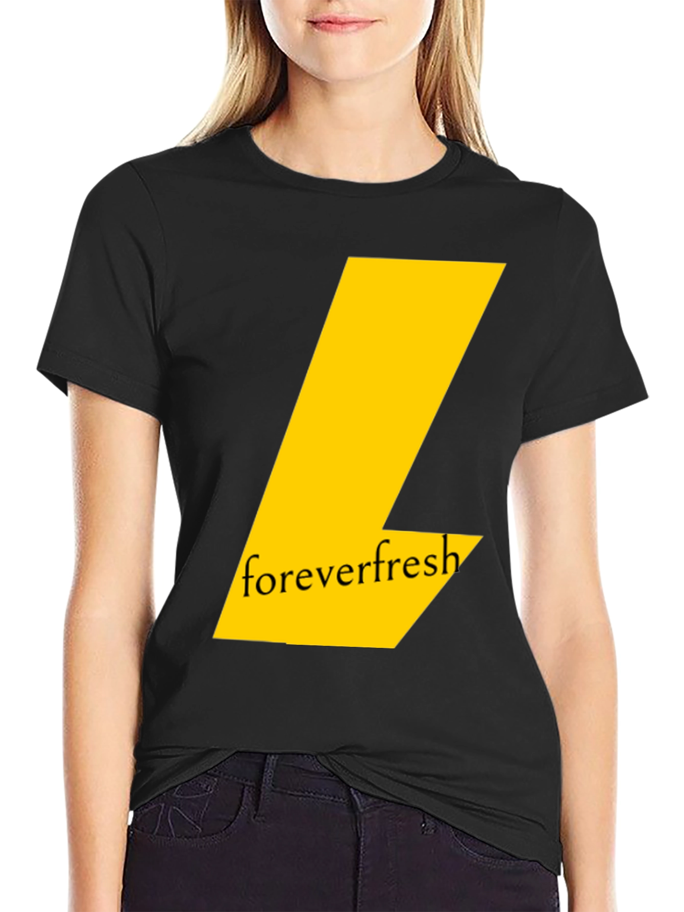 Black Forever Fresh Black T-Shirt: Modern Graphic Tee view 2