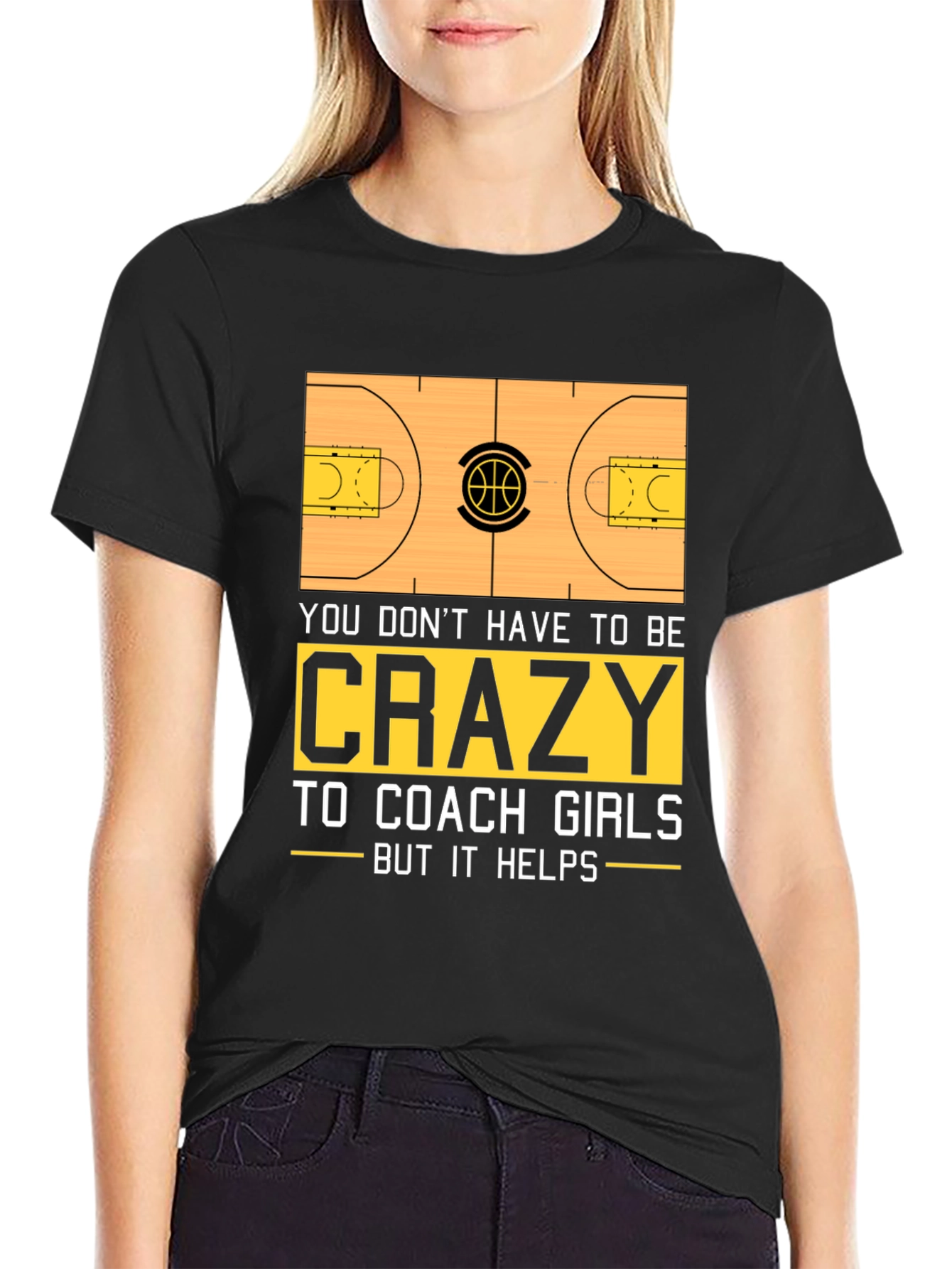 Black Crazy Coach Girls Basketball T-Shirt view 2