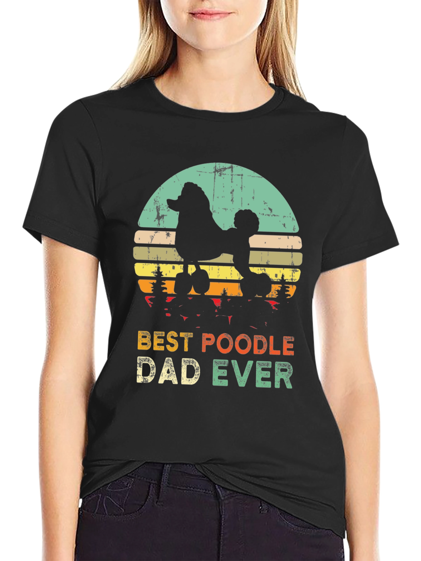 Black Best Poodle Dad Ever T-Shirt view 2