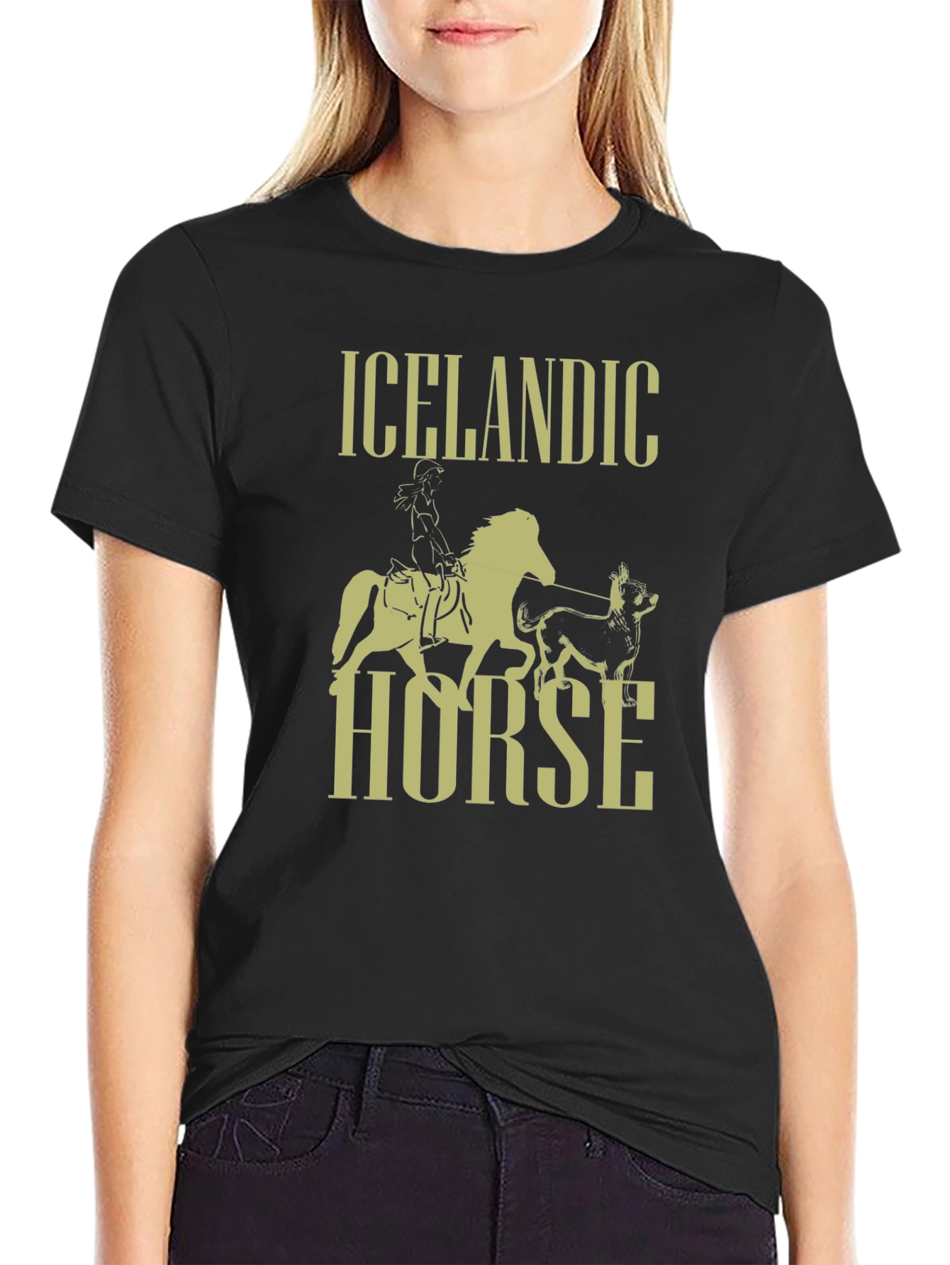 Black Icelandic Horse Graphic T-Shirt - Black view 2