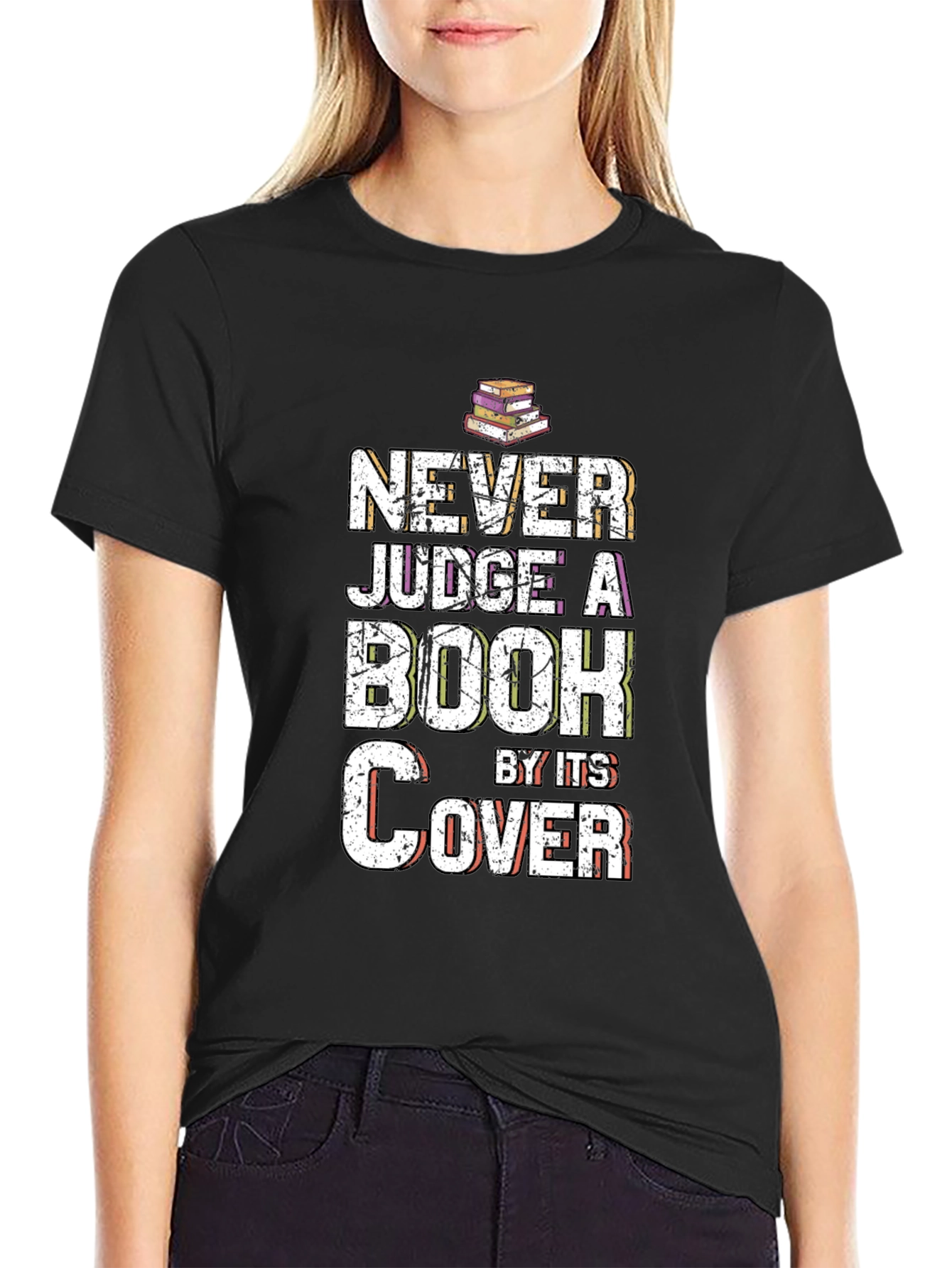 Black Never Judge a Book by Its Cover T-Shirt view 2