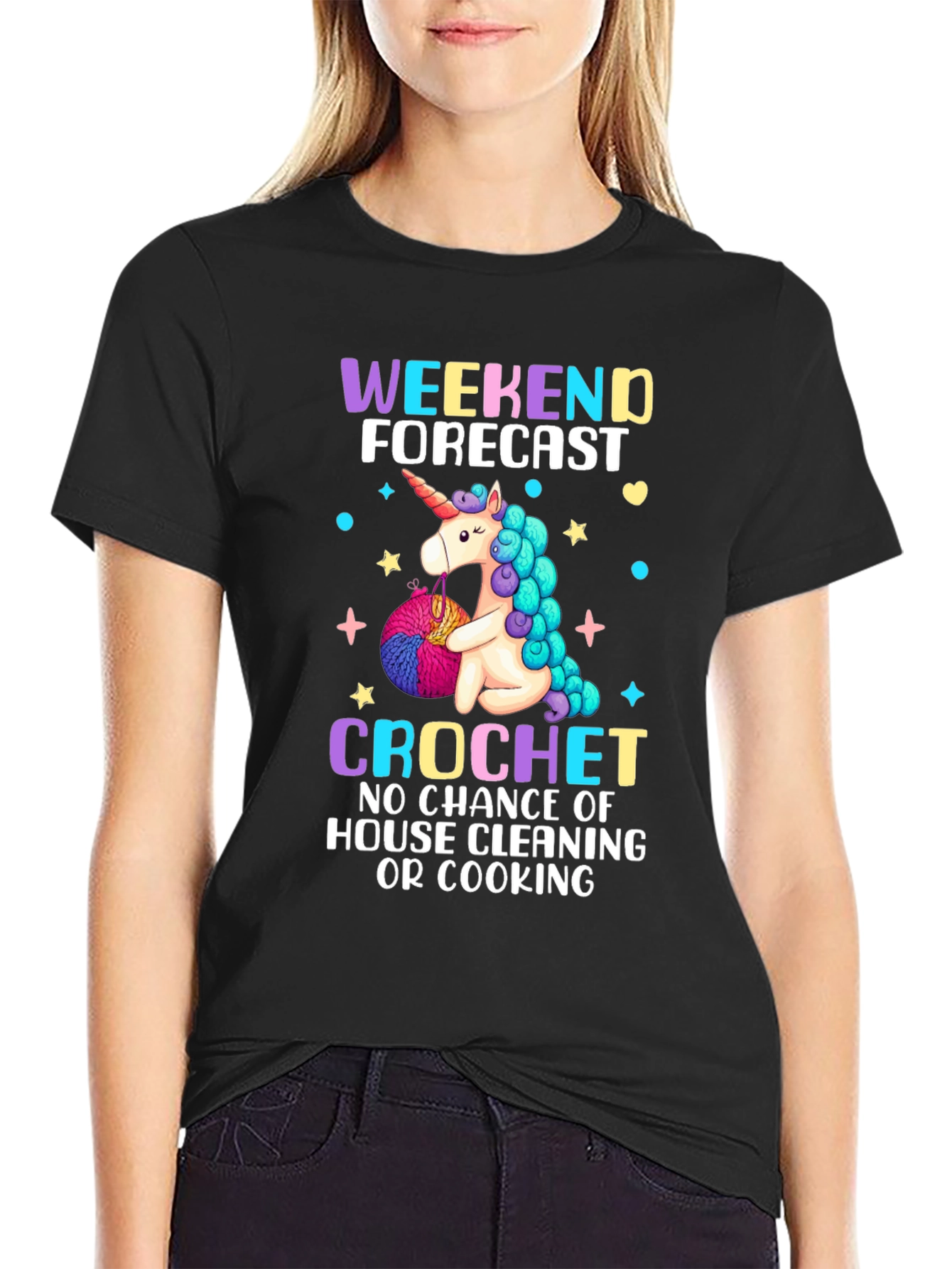 Black Unicorn Crochet T-Shirt: Weekend Forecast view 2