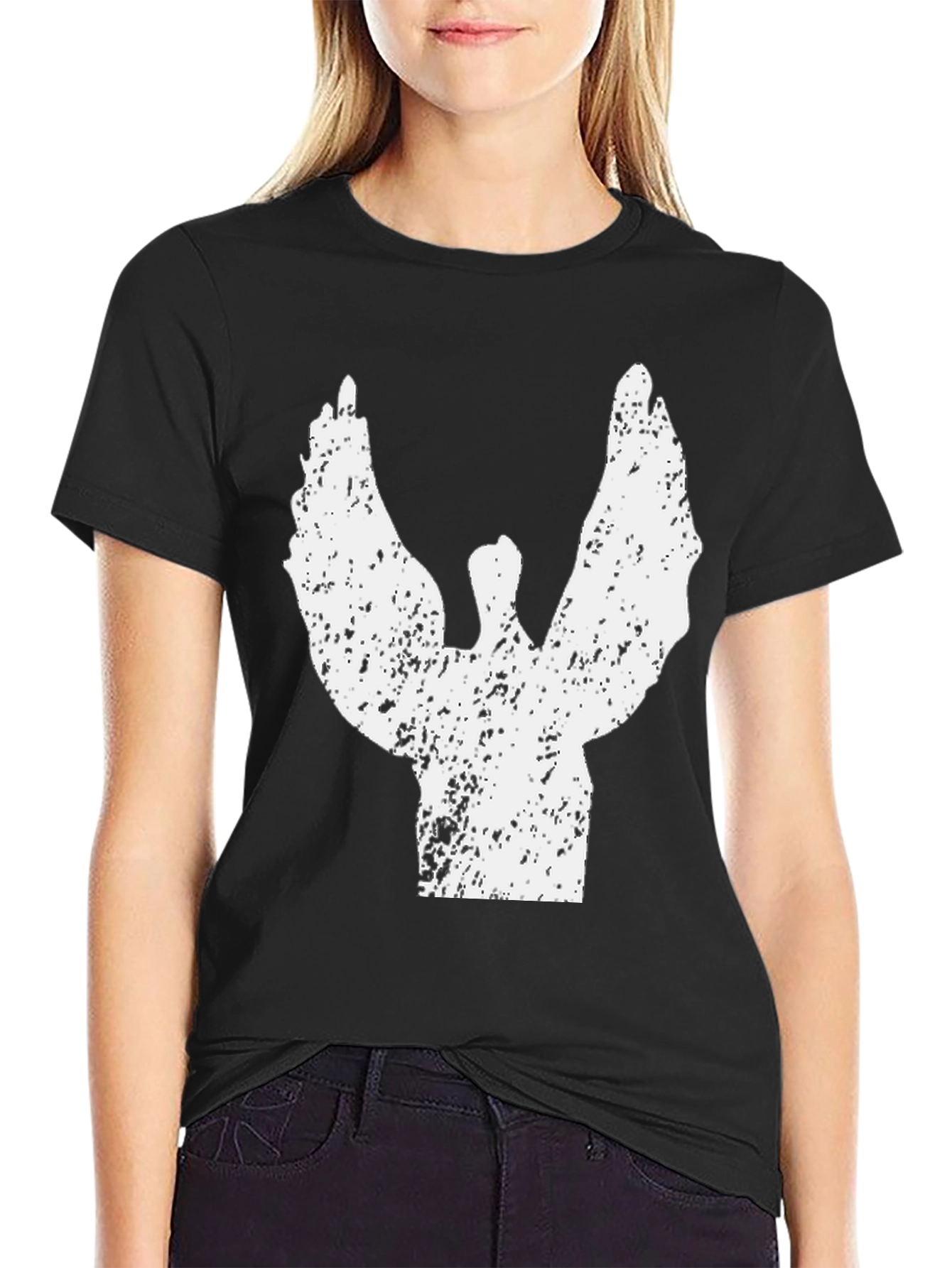 Black Angel Wings Graphic T-Shirt - Stylish Black Tee view 2