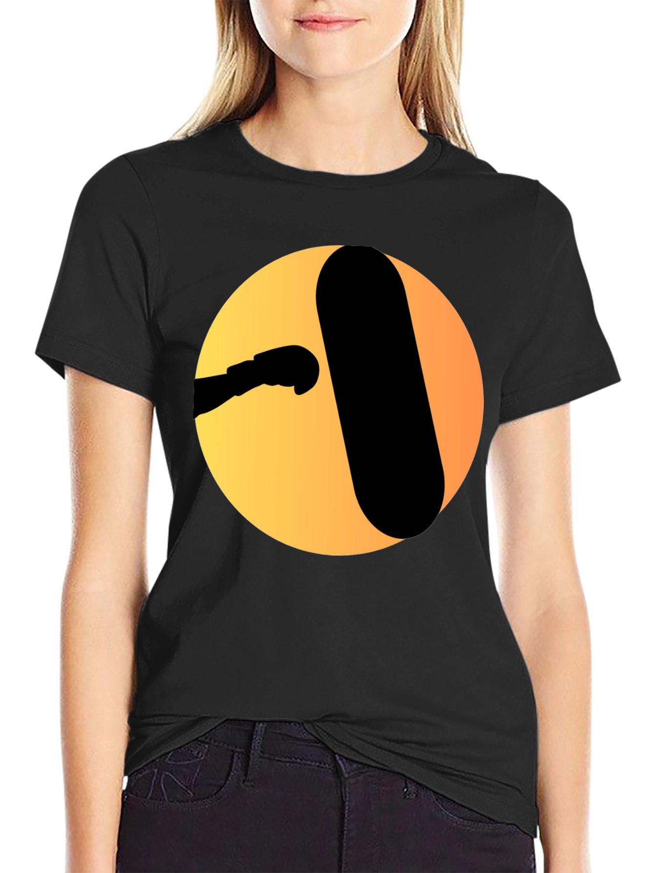 Black Punching Bag Graphic Tee - Black Cotton T-Shirt view 2