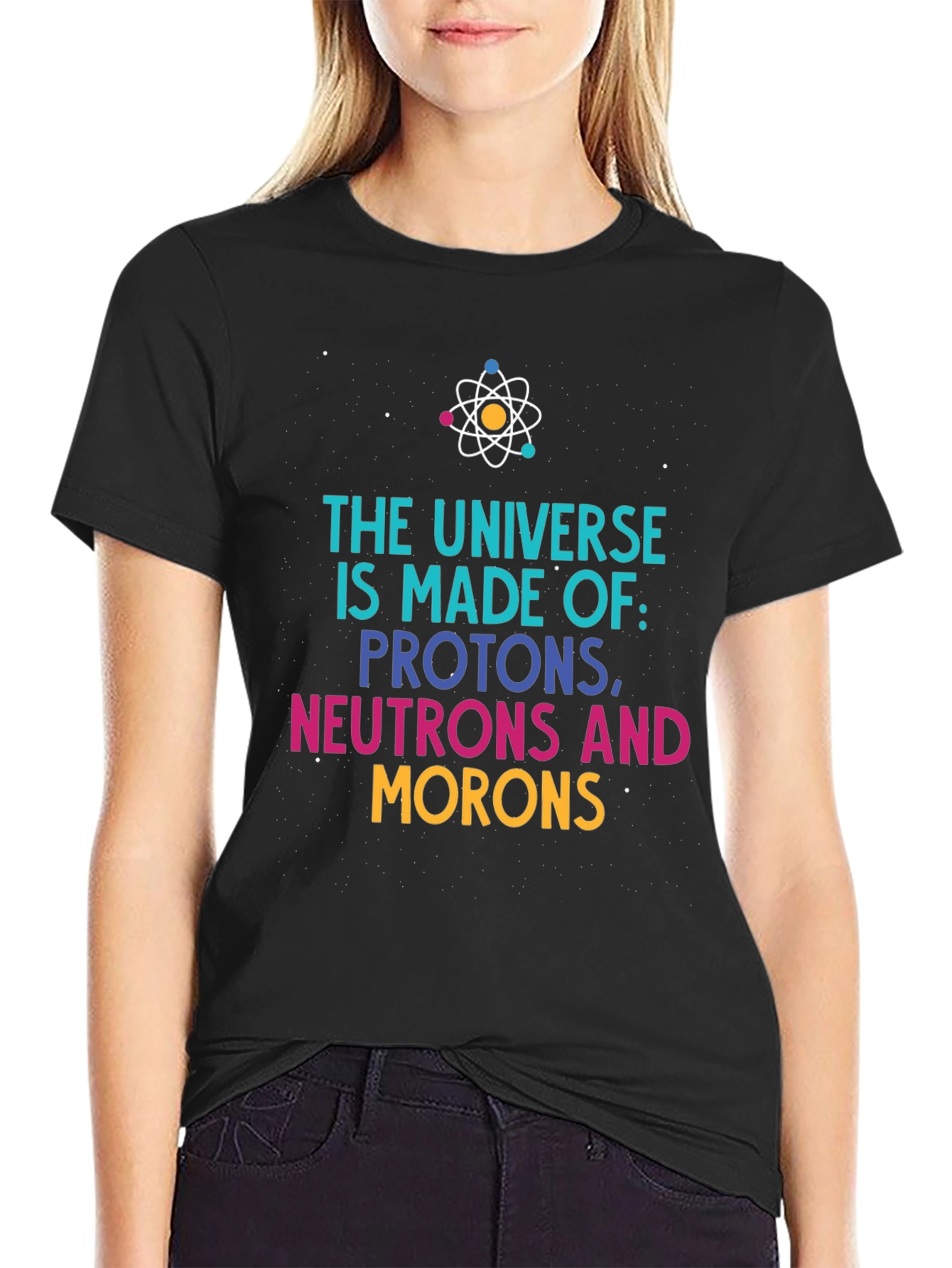 Black Universe Made of Funny Science T-Shirt view 2