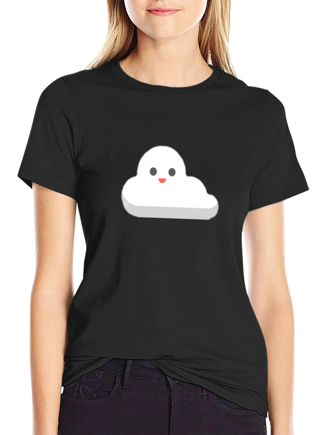 Black Cute Cloud T-Shirt - Black Cotton Blend view 2