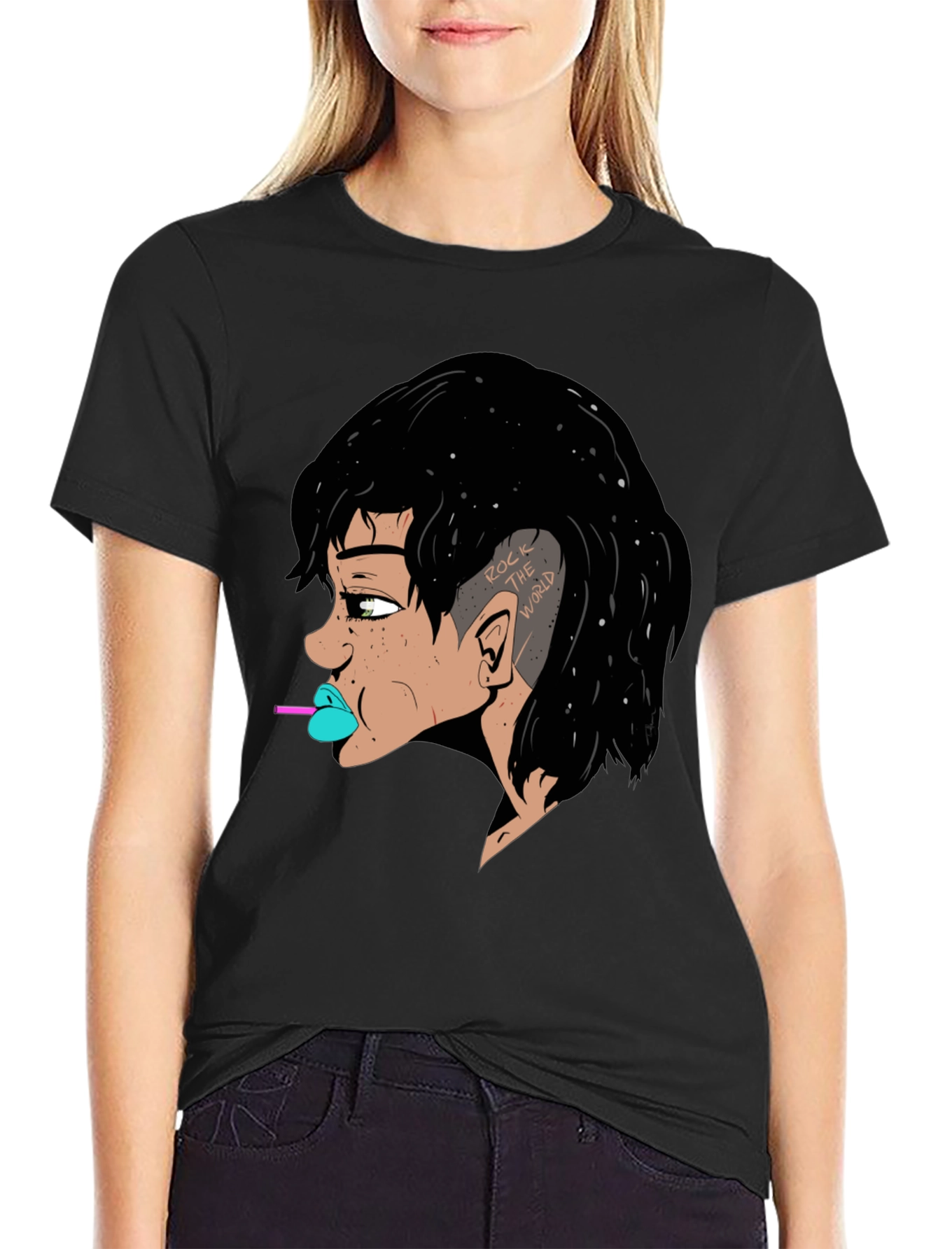 Black Rock the World Graphic Tee - Edgy Style view 2