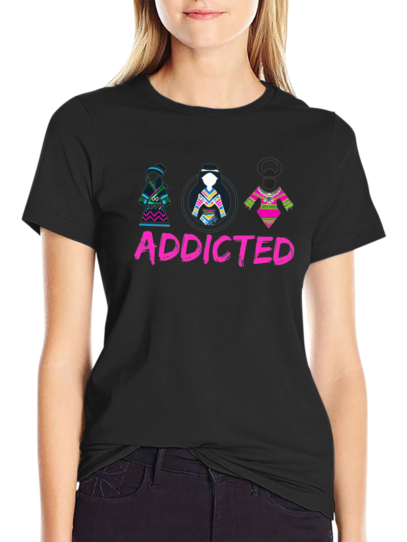 Black Addicted Native Style Black T-Shirt view 2