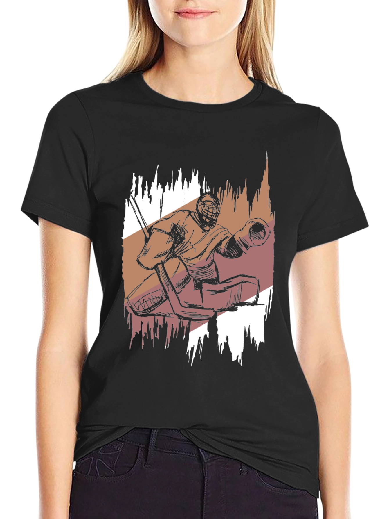 Black Hockey Goalie Graphic Tee - Cool Sportswear view 2