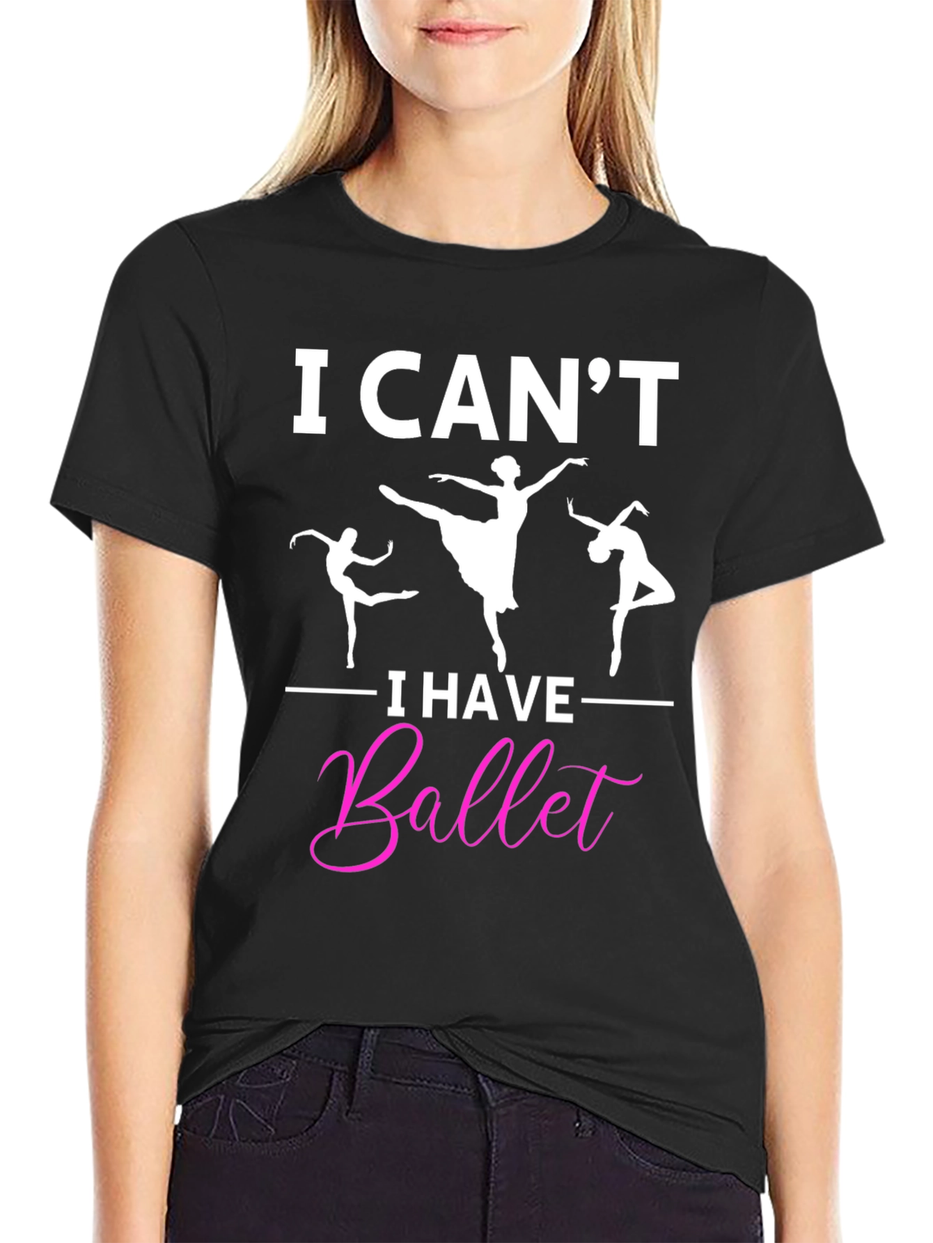 Black I Can't I Have Ballet Graphic T-Shirt view 2