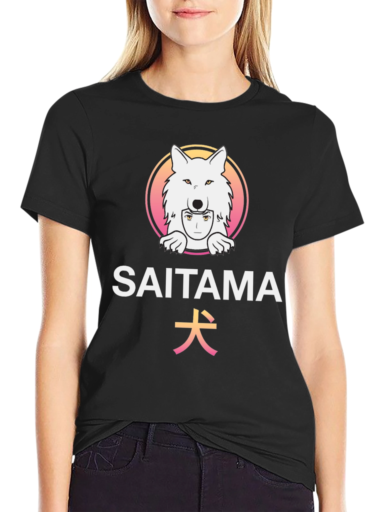 Black Saitama Dog Graphic T-Shirt - Anime Inspired view 2