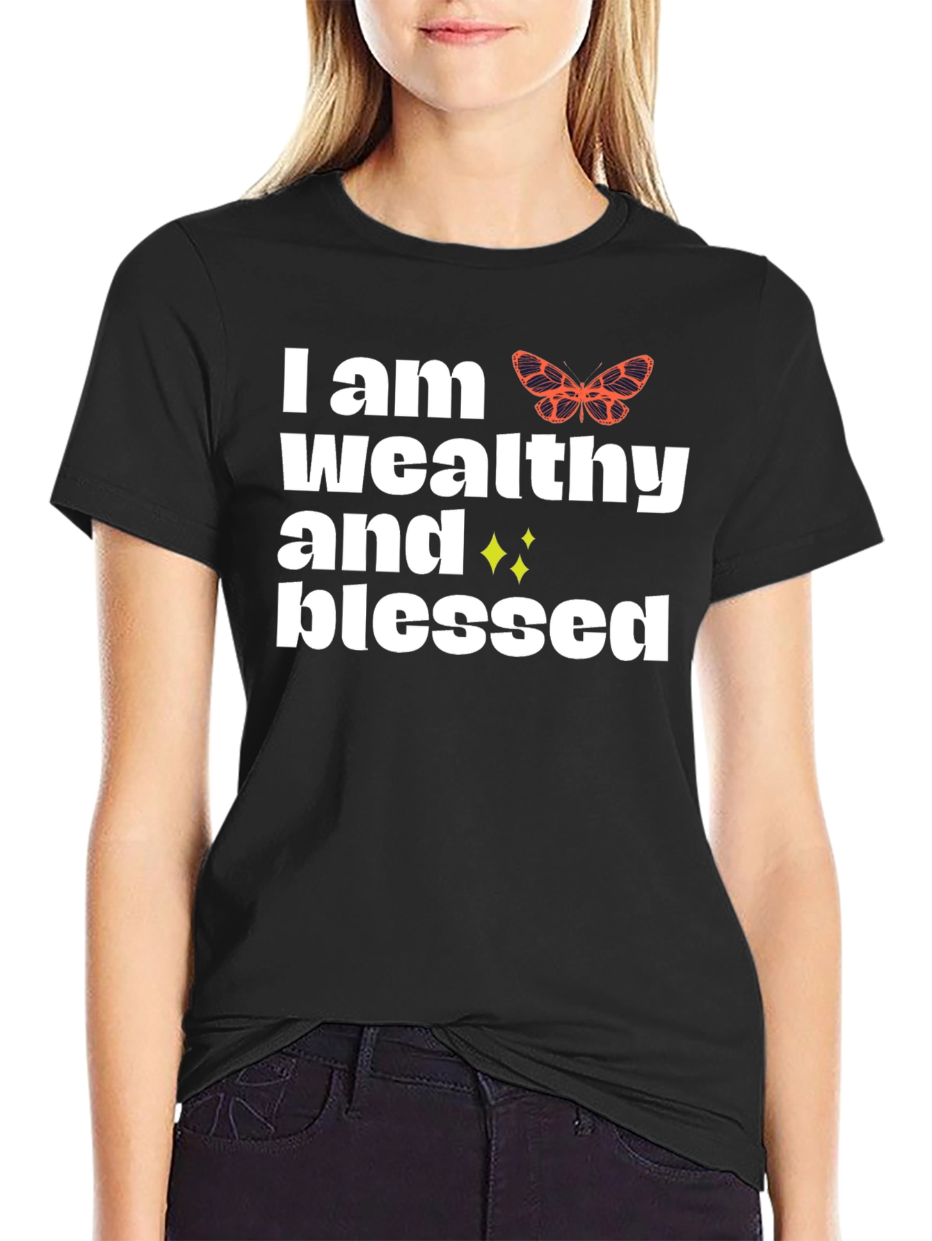 Black Wealthy & Blessed Graphic Tee - Stylish Comfort view 2