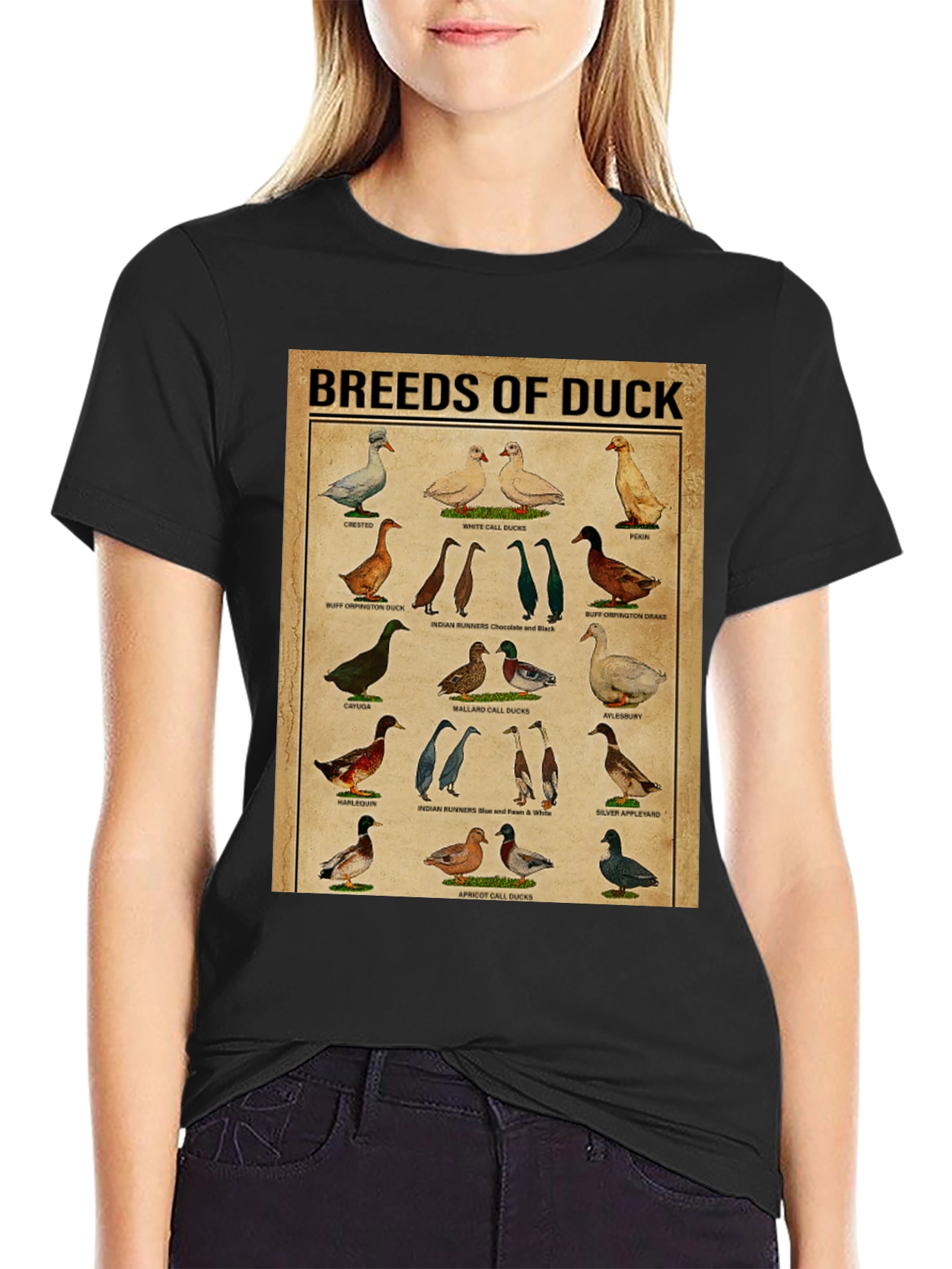 Black Breeds of Duck T-Shirt - Bird Lover Gift view 2