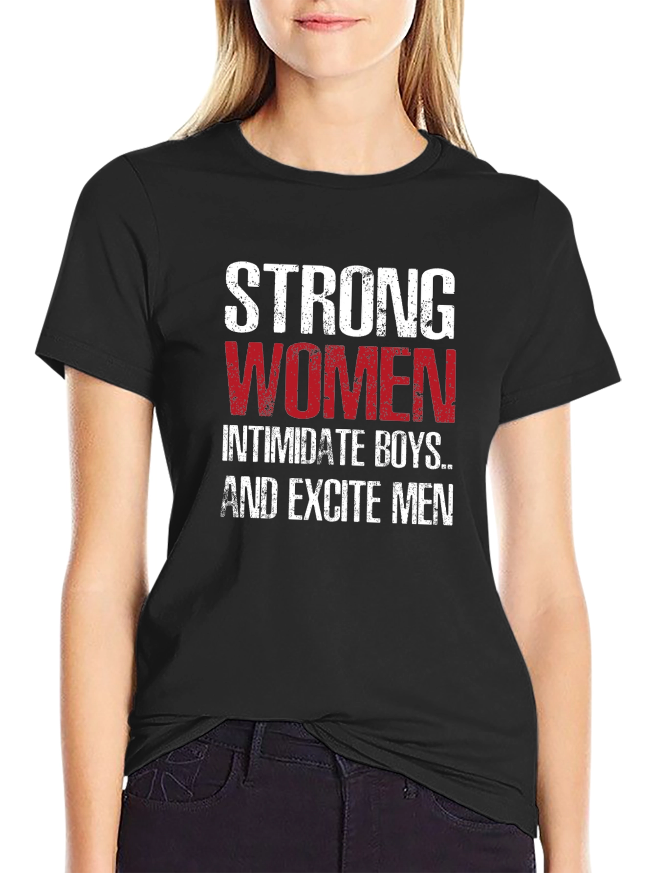 Black Strong Women T-Shirt -  Empowering Graphic Tee view 2