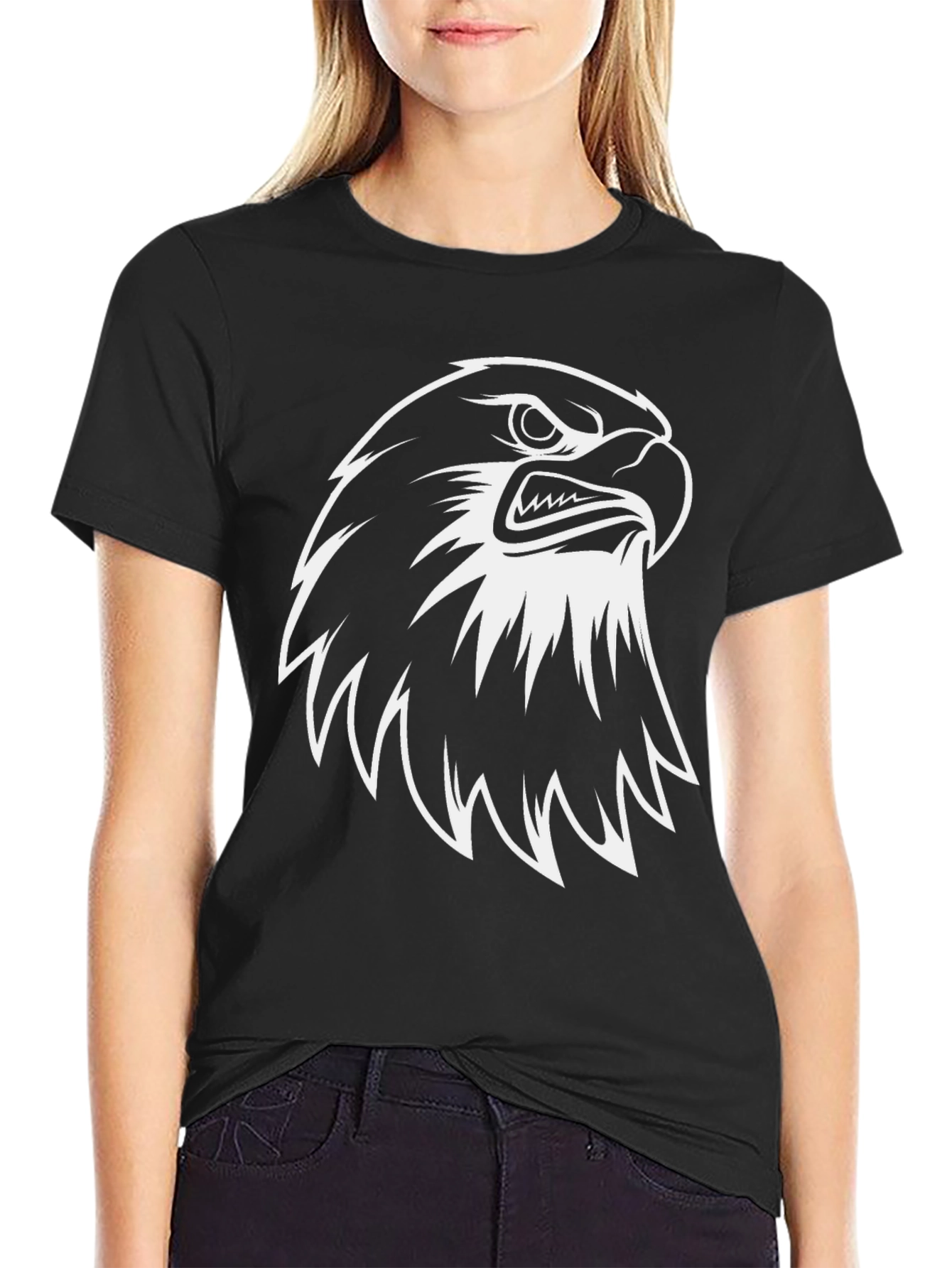 Black Eagle Graphic Tee - Black Cotton Casual view 2