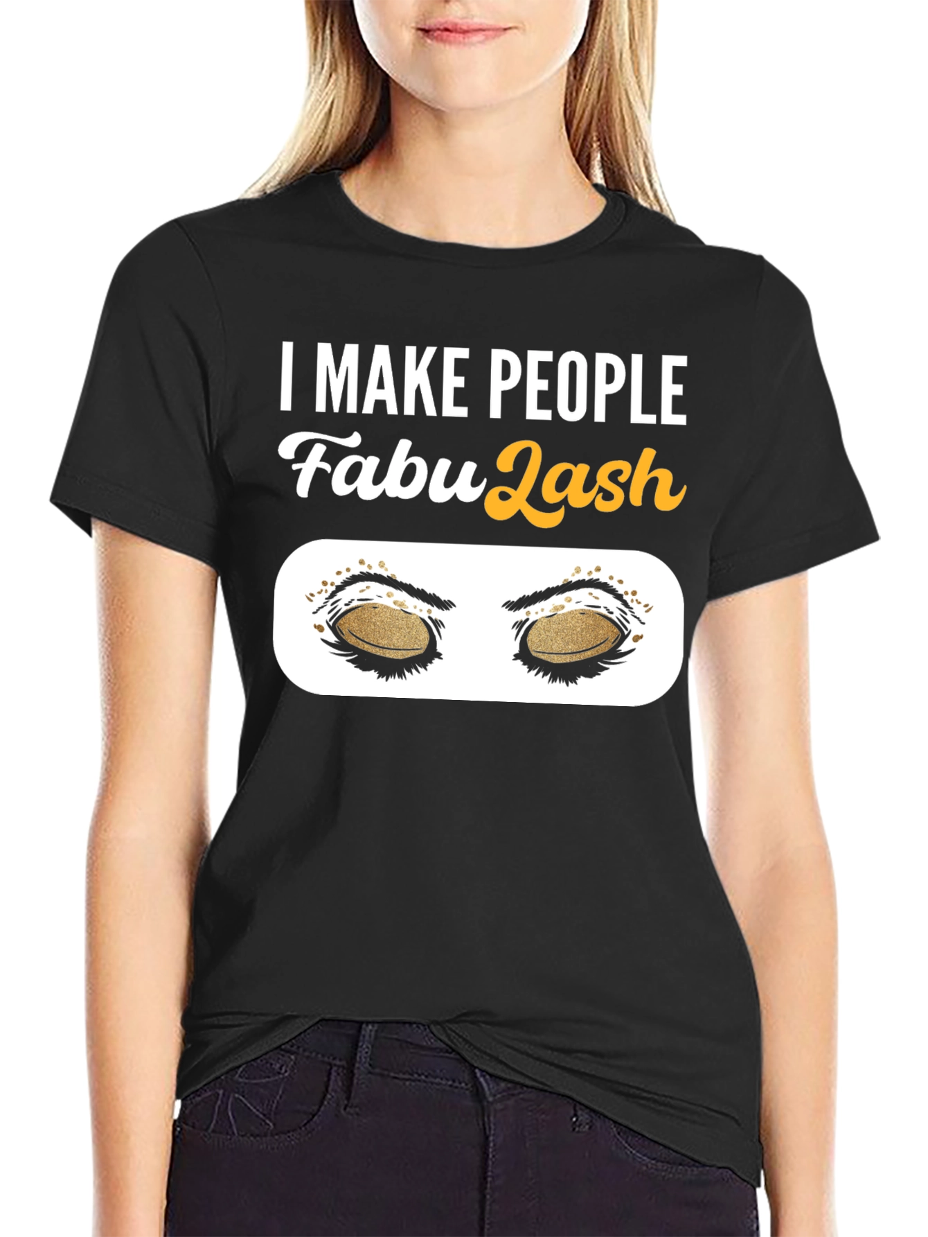 Black FabuLash Makeup Artist T-Shirt Eyelash Extensions view 2