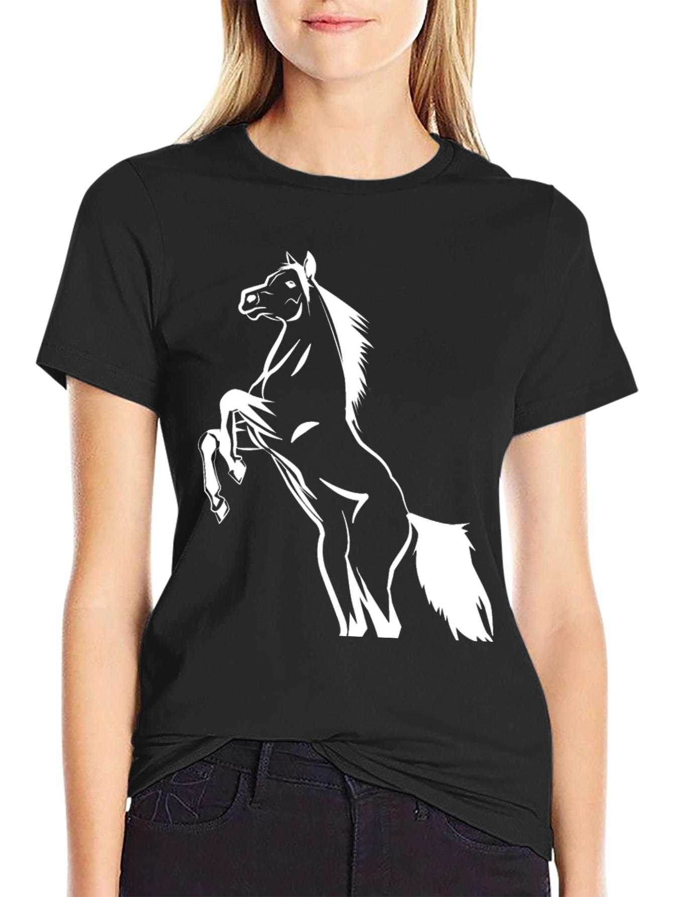 Black Horse Graphic Tee - Black Cotton Blend view 2