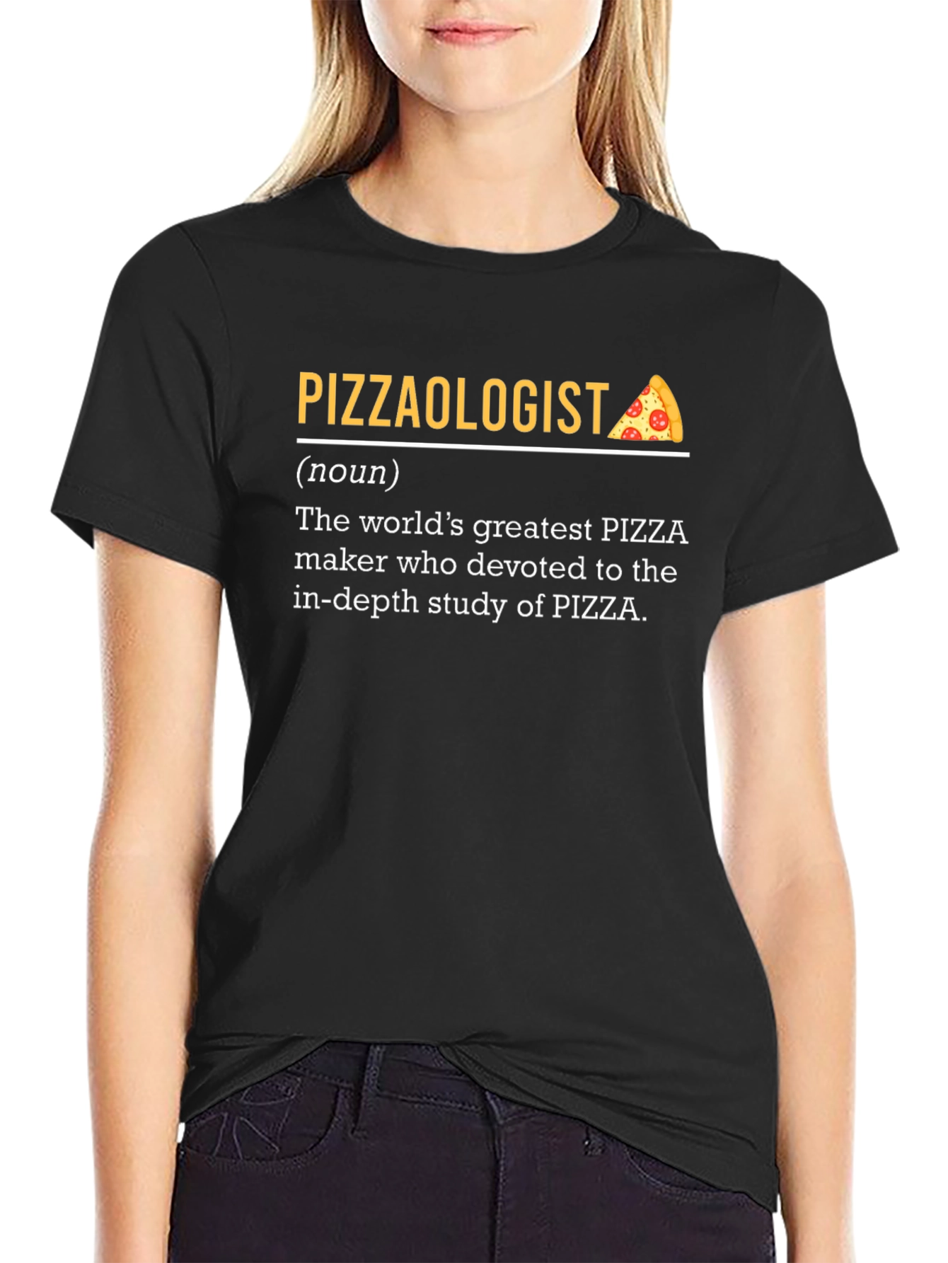 Black Pizzaologist Definition Black T-Shirt view 2